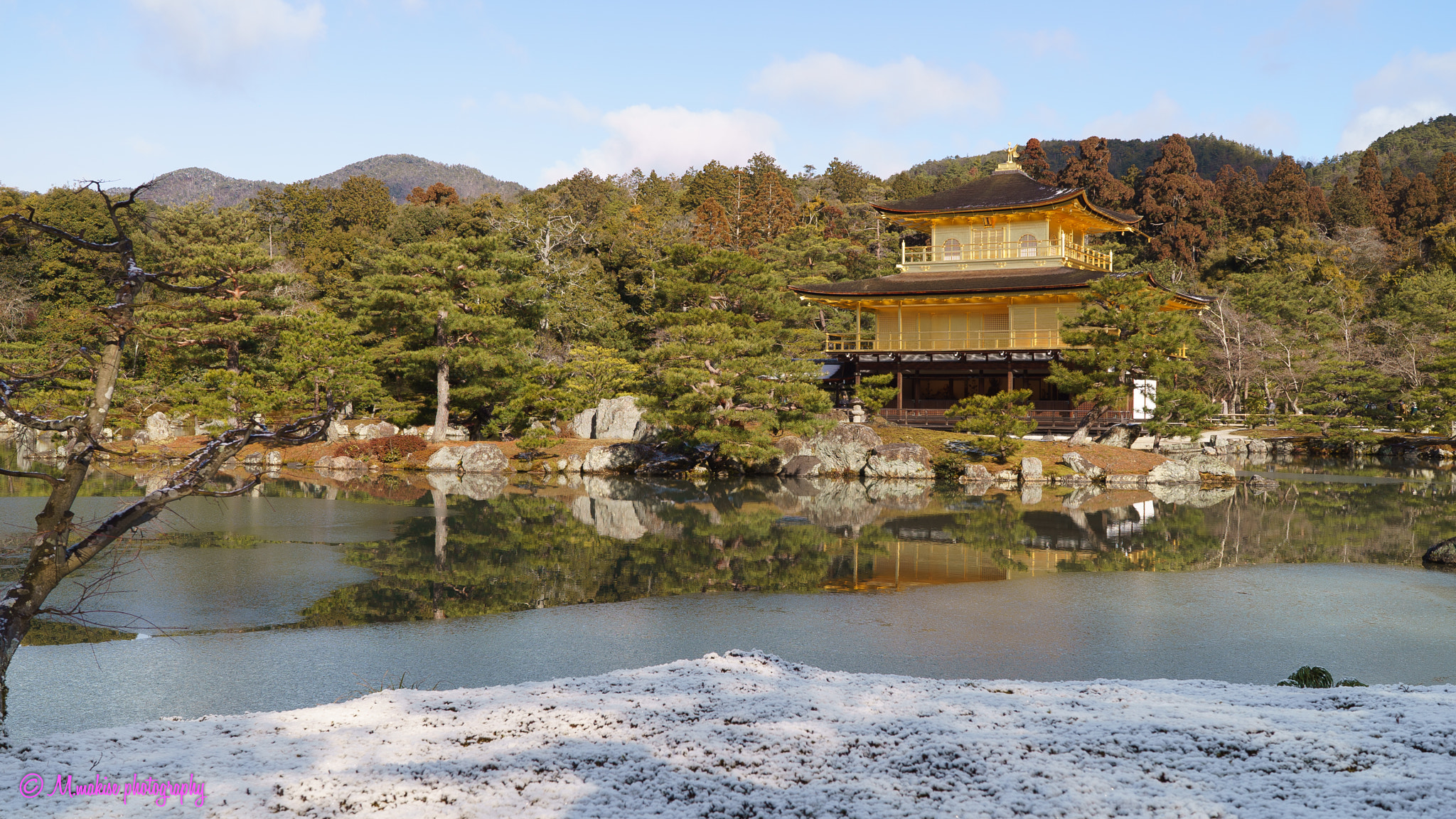 Sony a7S sample photo. Snow kinkaku-ji photography