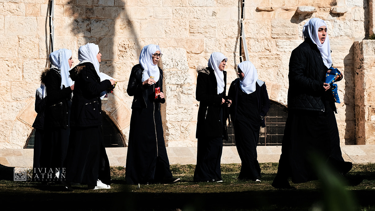 Fujifilm X-T2 + Fujifilm XF 90mm F2 R LM WR sample photo. Muslim girls in east  jerusalem photography