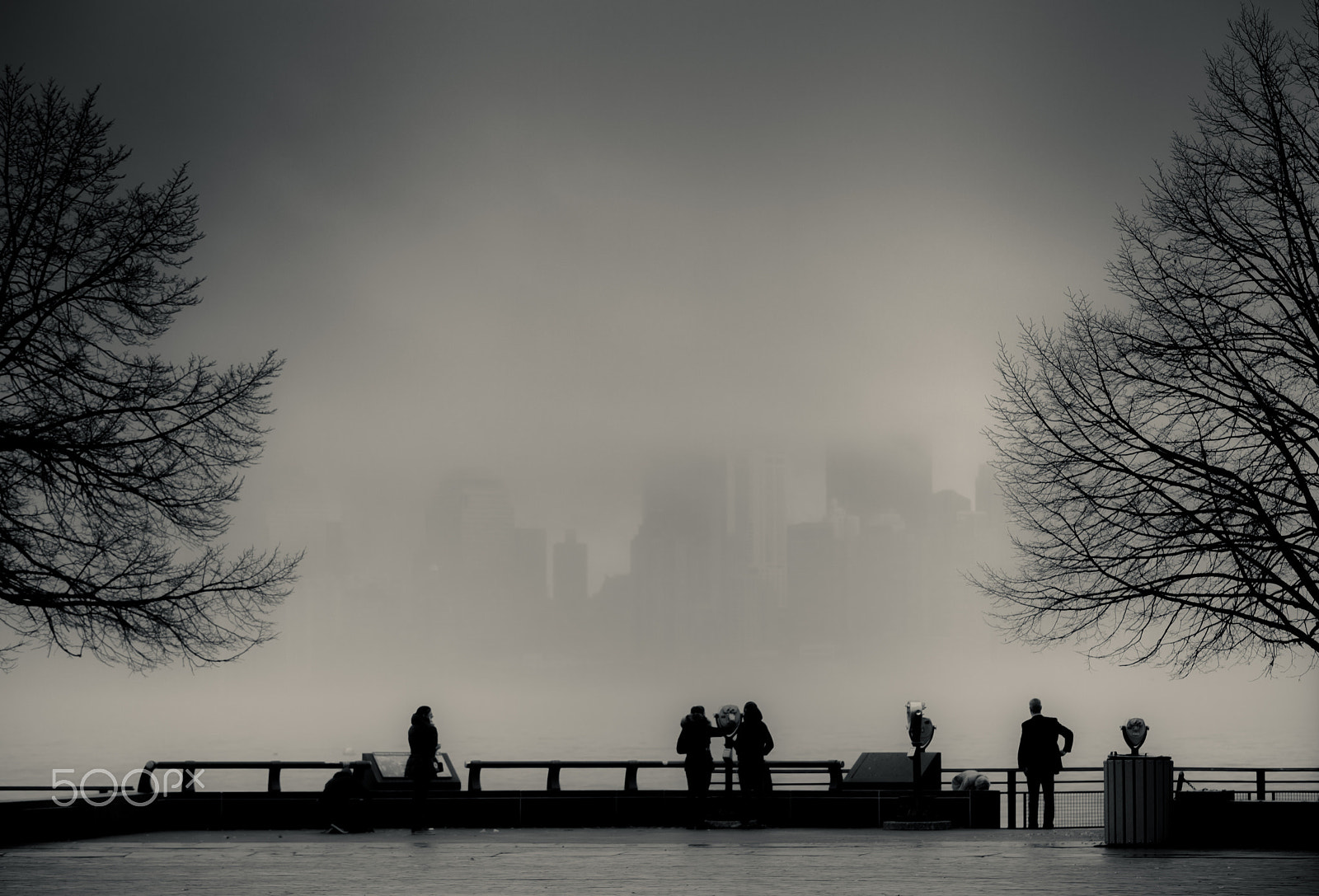 Canon EOS 5D Mark II + Sigma 70-200mm F2.8 EX DG OS HSM sample photo. View of manhattan, new york, from liberty island in a foggy day. photography