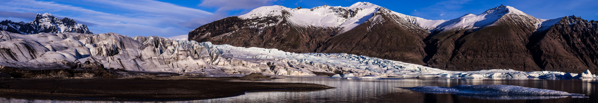 Nikon D500 + Sigma 50-150mm F2.8 EX APO DC HSM II + 1.4x sample photo. Glaciar panorama photography
