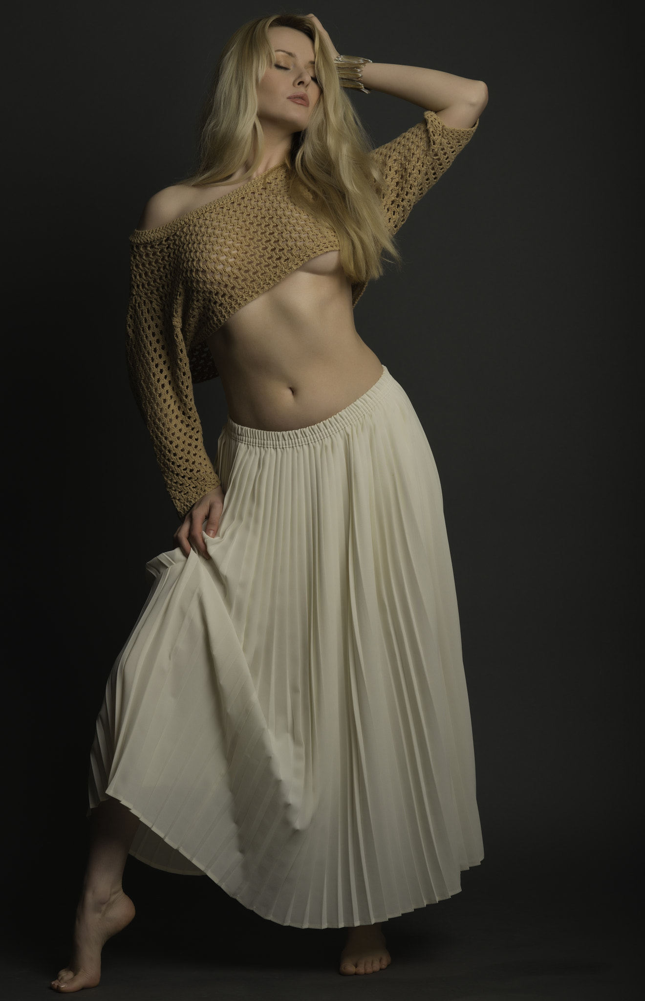 Nikon D800E sample photo. Crochet top and pleated skirt photography