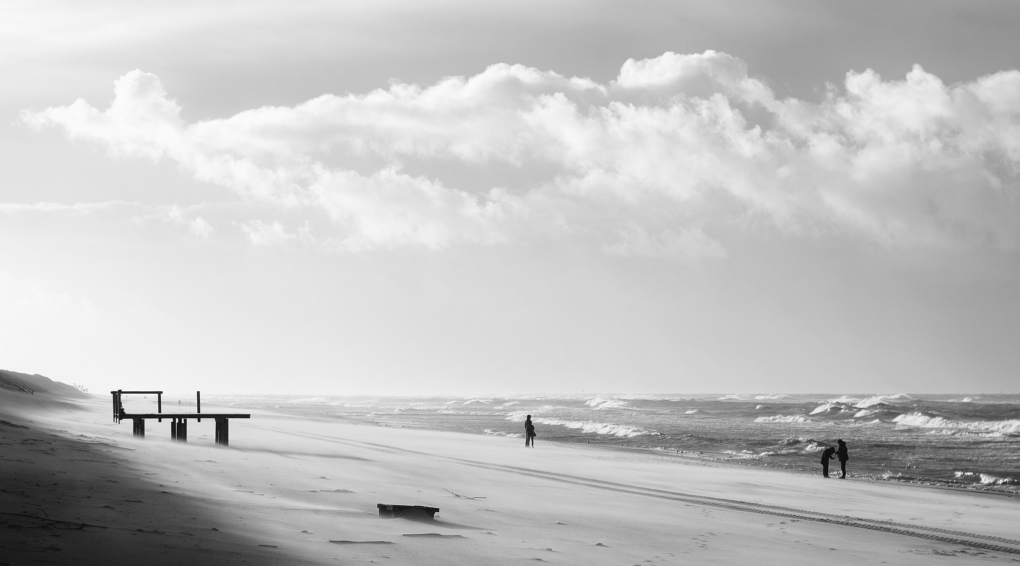 Pentax K-1 sample photo. Beach b&w photography