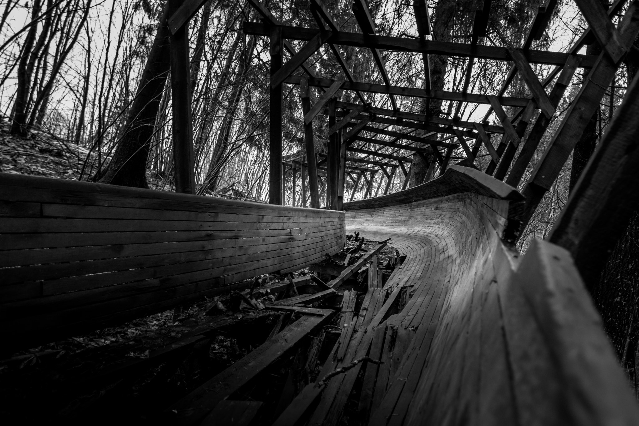 Nikon D5200 sample photo. Abandoned luge track going through the forest photography