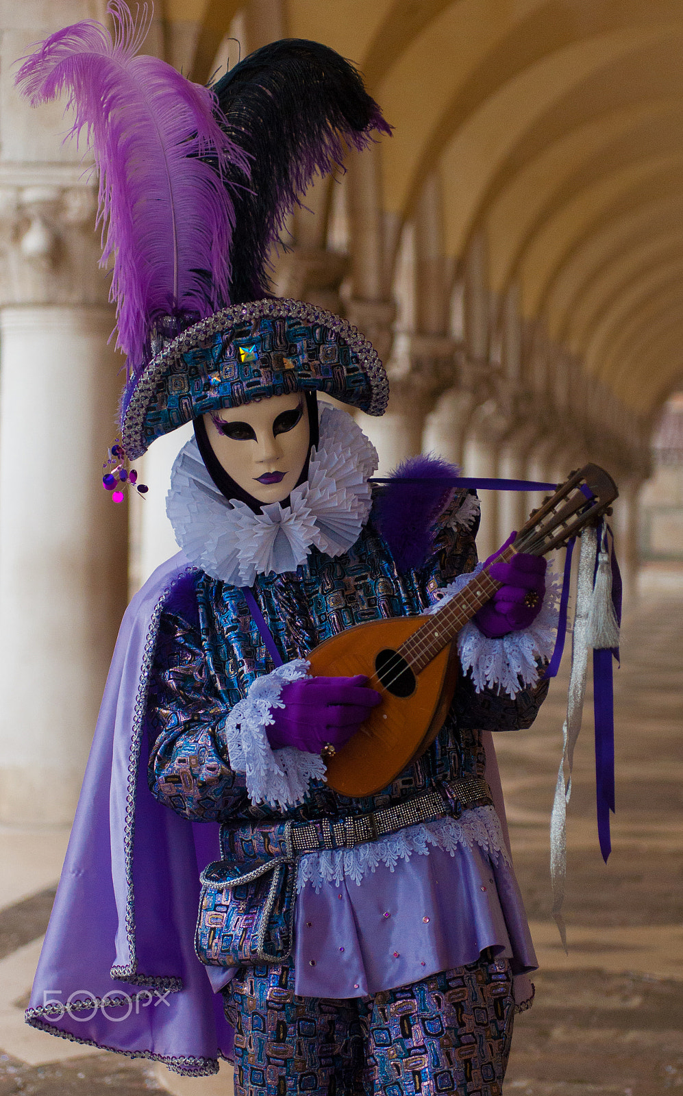 Nikon AF-S Nikkor 24-70mm F2.8G ED sample photo. Venice carnival mandolin player photography