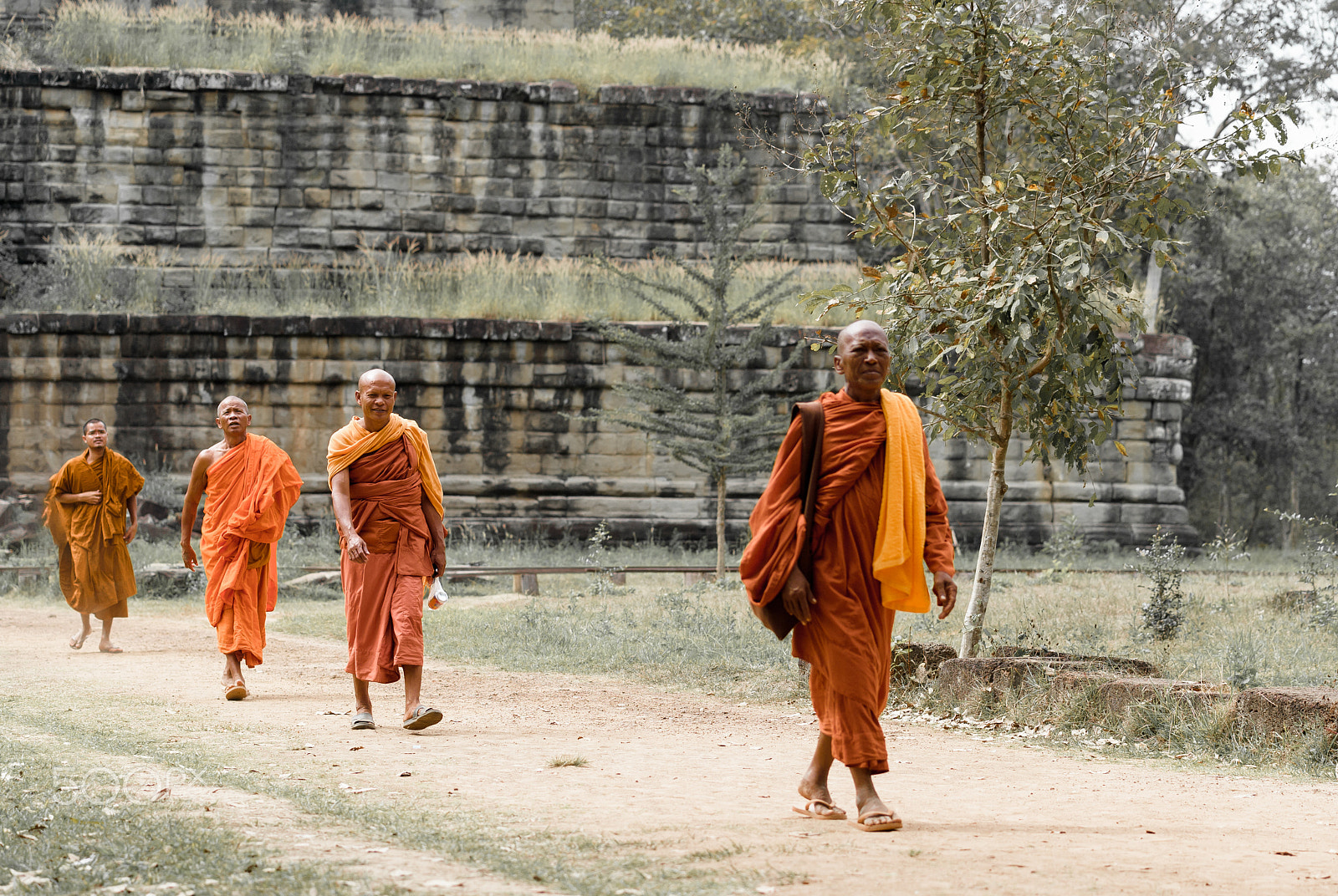 Nikon AF-S Nikkor 70-200mm F4G ED VR sample photo. Walking monk team photography