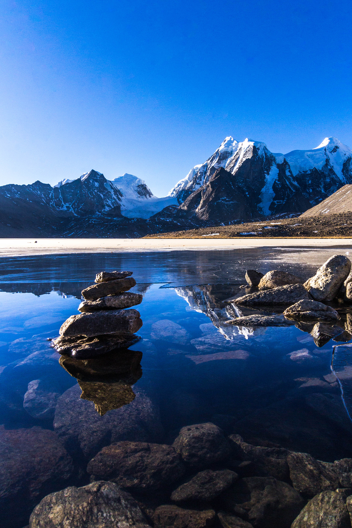 Canon EOS 60D sample photo. Sunrise at semi frozen gurudongmar photography