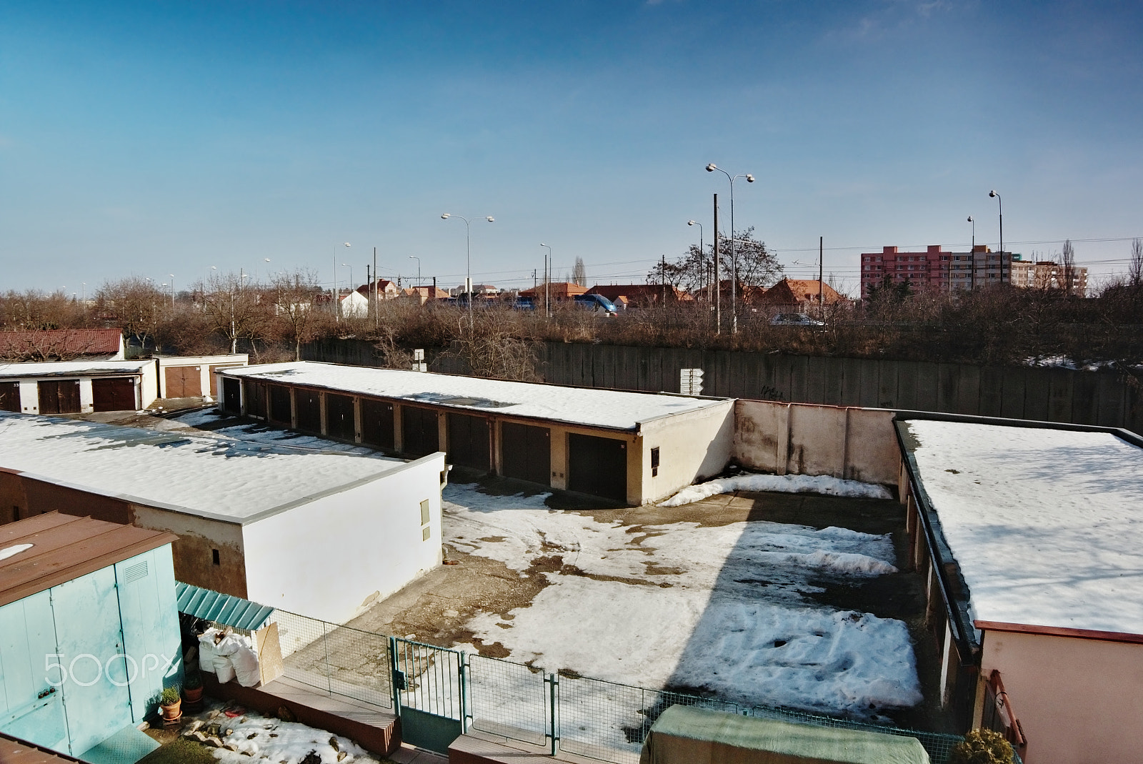 Nikon Coolpix P6000 sample photo. Chomutov, ustecky kraj, czech republic - february 19, 2017: garages and road number 13 with... photography