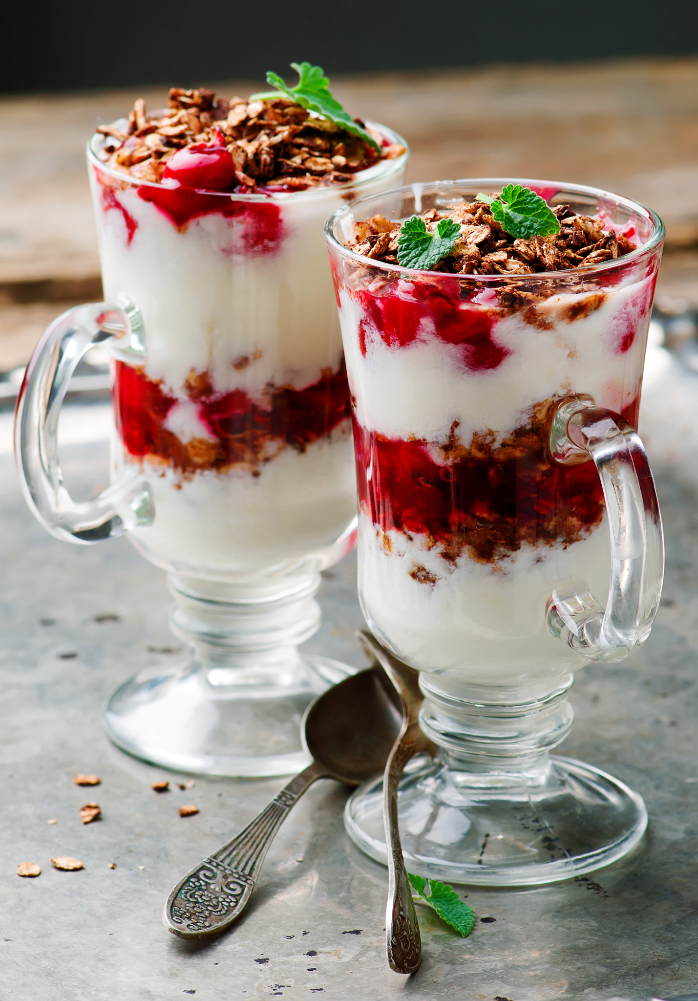 Nikon AF-S Micro-Nikkor 105mm F2.8G IF-ED VR sample photo. Cherry jogurt  parfaits with granola photography