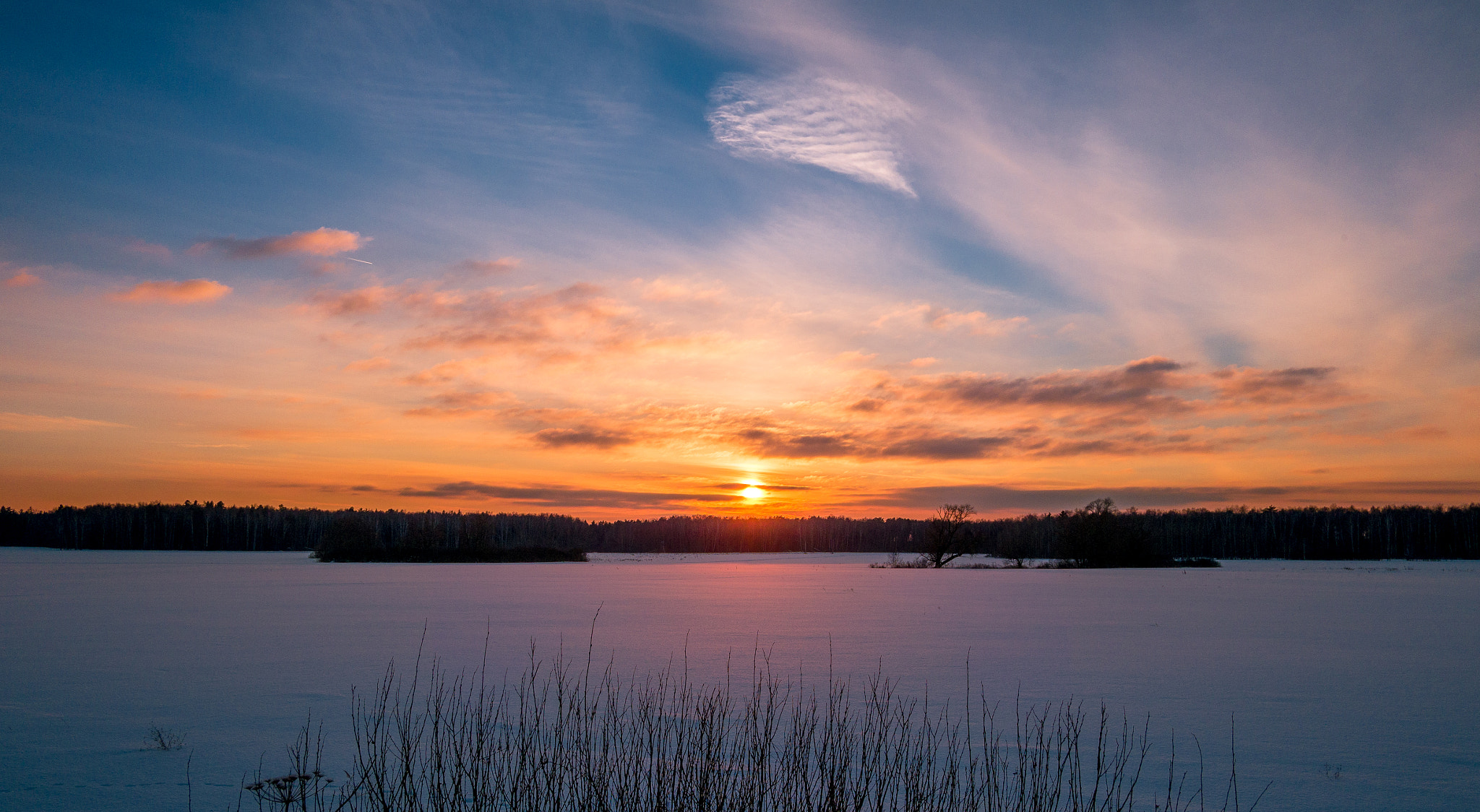 Fujifilm X-A1 sample photo. Winter sunset photography