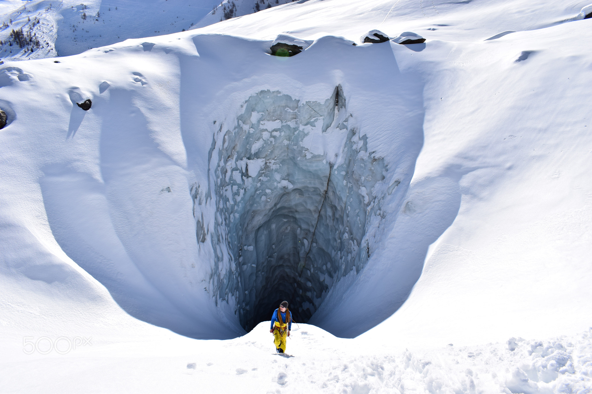 Glacier crevasse, Italian Alps