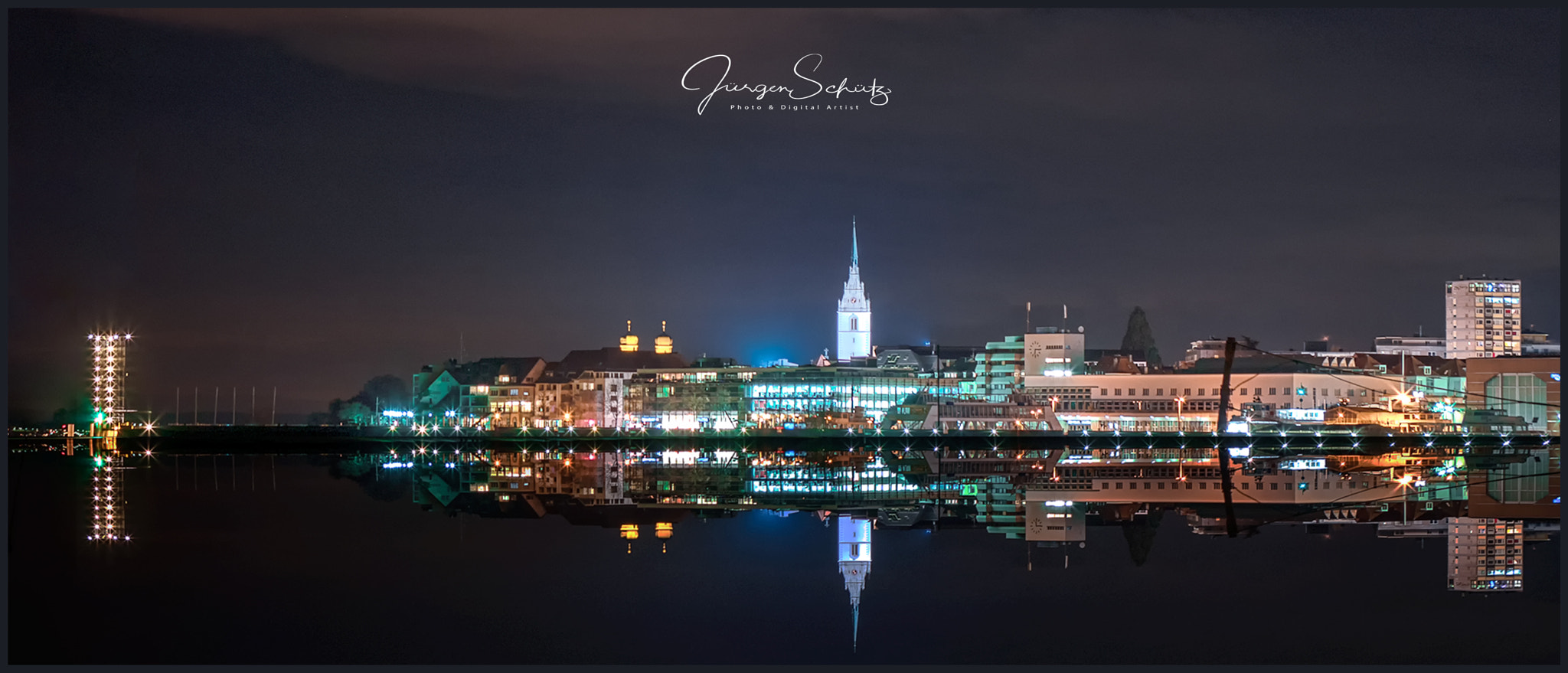 Sony a7 II sample photo. Friedrichshafen by night photography