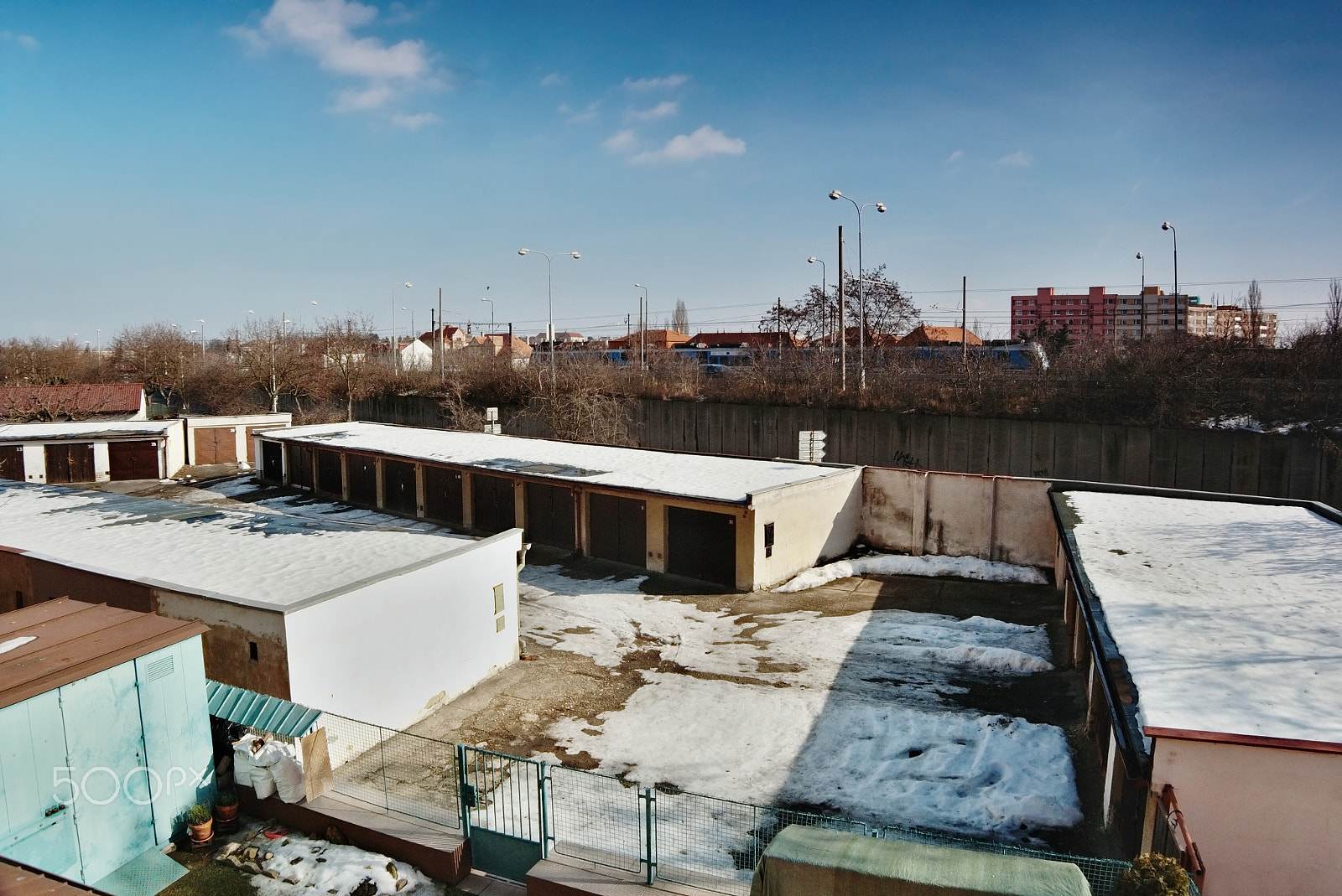 Nikon Coolpix P6000 sample photo. Chomutov, ustecky kraj, czech republic - february 19, 2017: garages and road number 13 with... photography