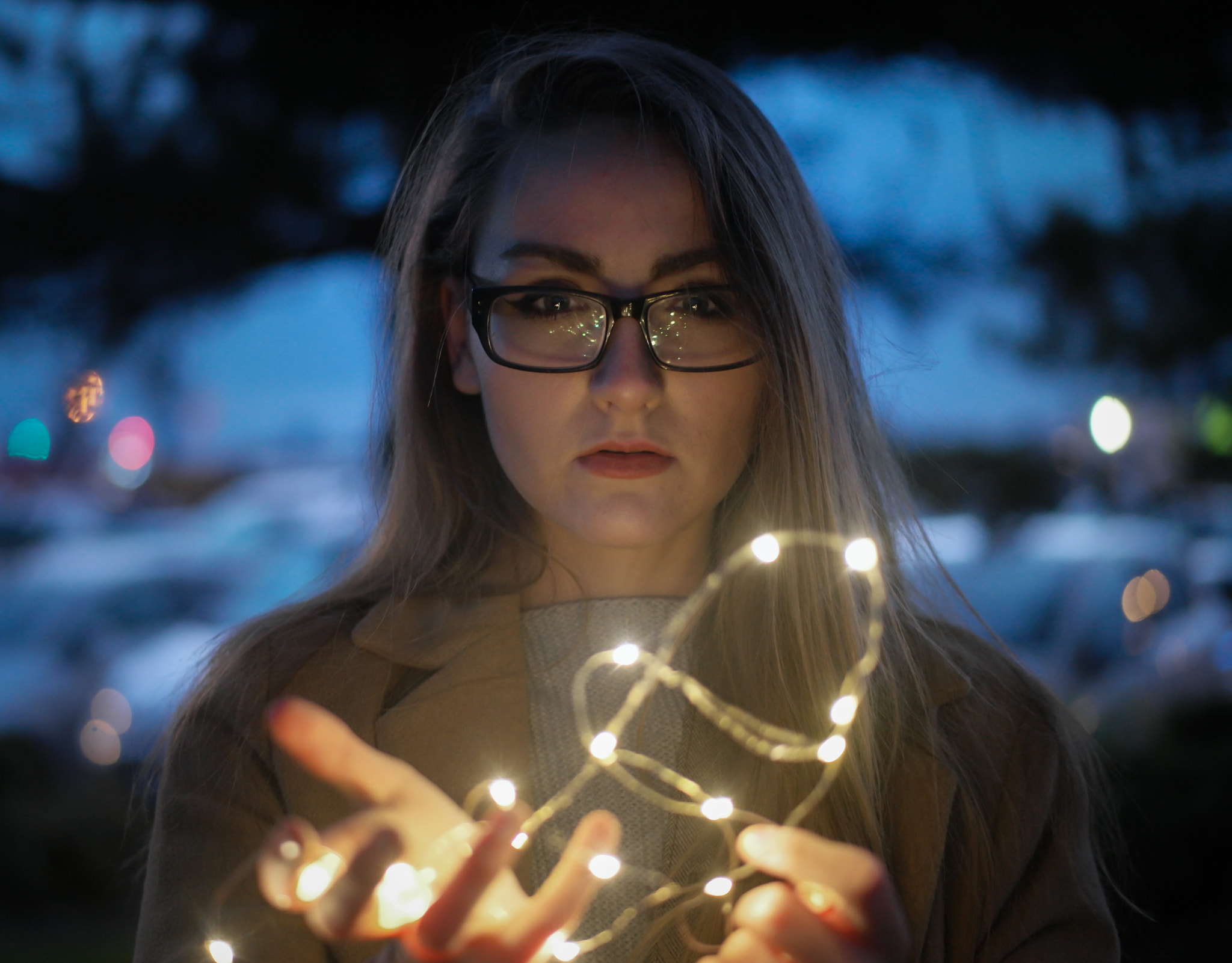 Samsung NX 45mm F1.8 sample photo. Fairy lights photography