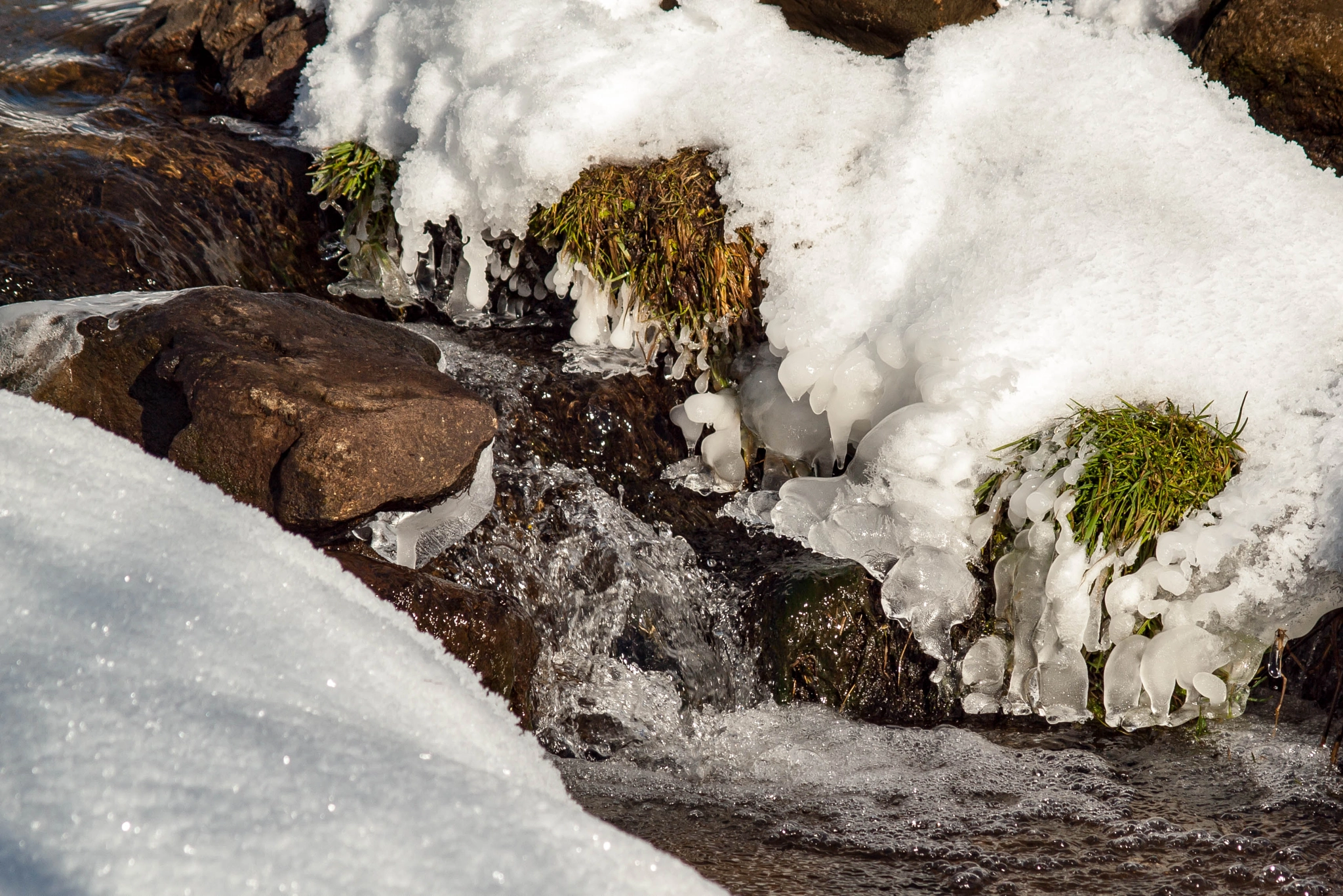 Olympus E-620 (EVOLT E-620) + Olympus Zuiko Digital ED 40-150mm F4.0-5.6 sample photo. Winter stream in sumava photography