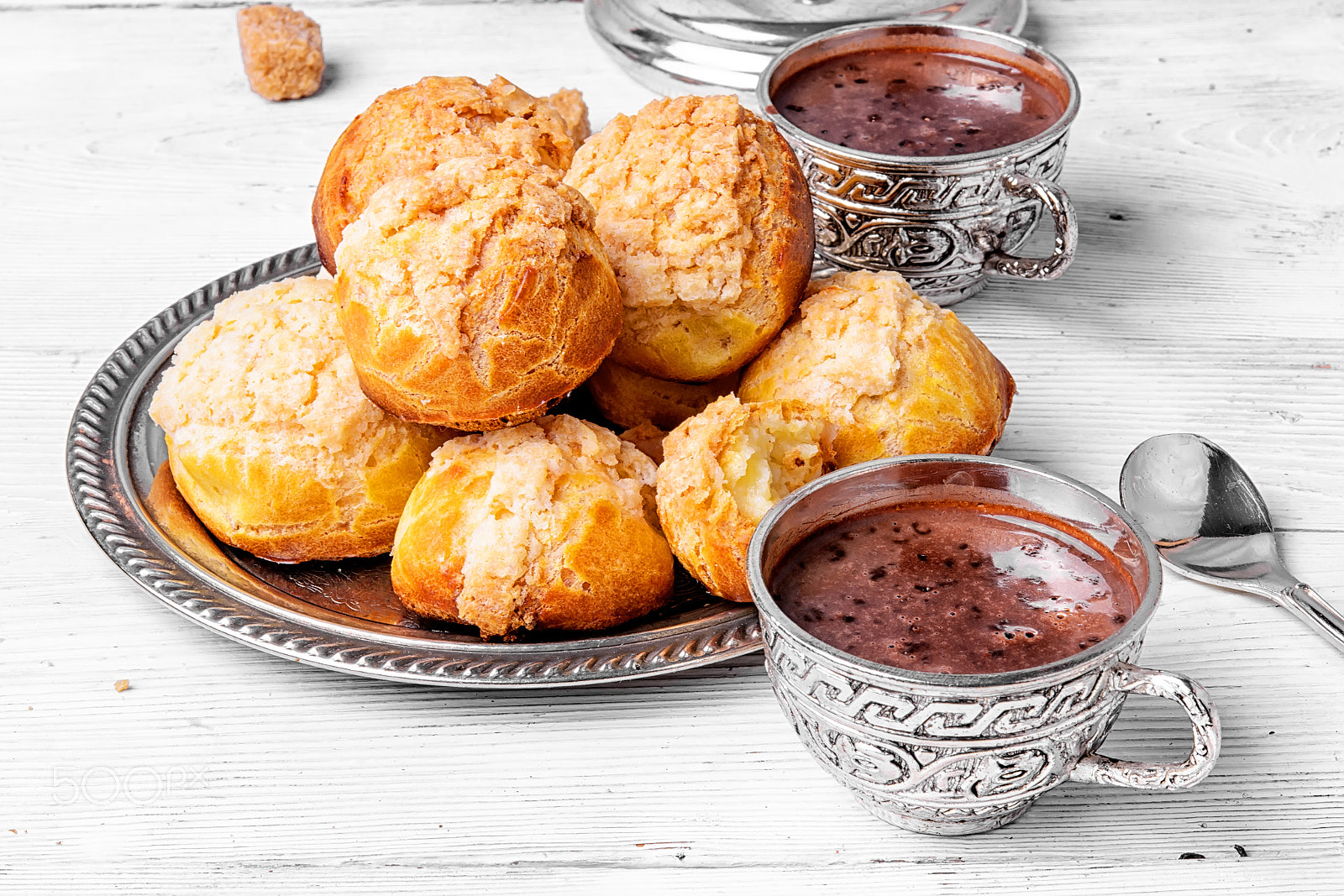 Nikon AF-S Micro-Nikkor 60mm F2.8G ED sample photo. Profiteroles dessert and hot chocolate photography