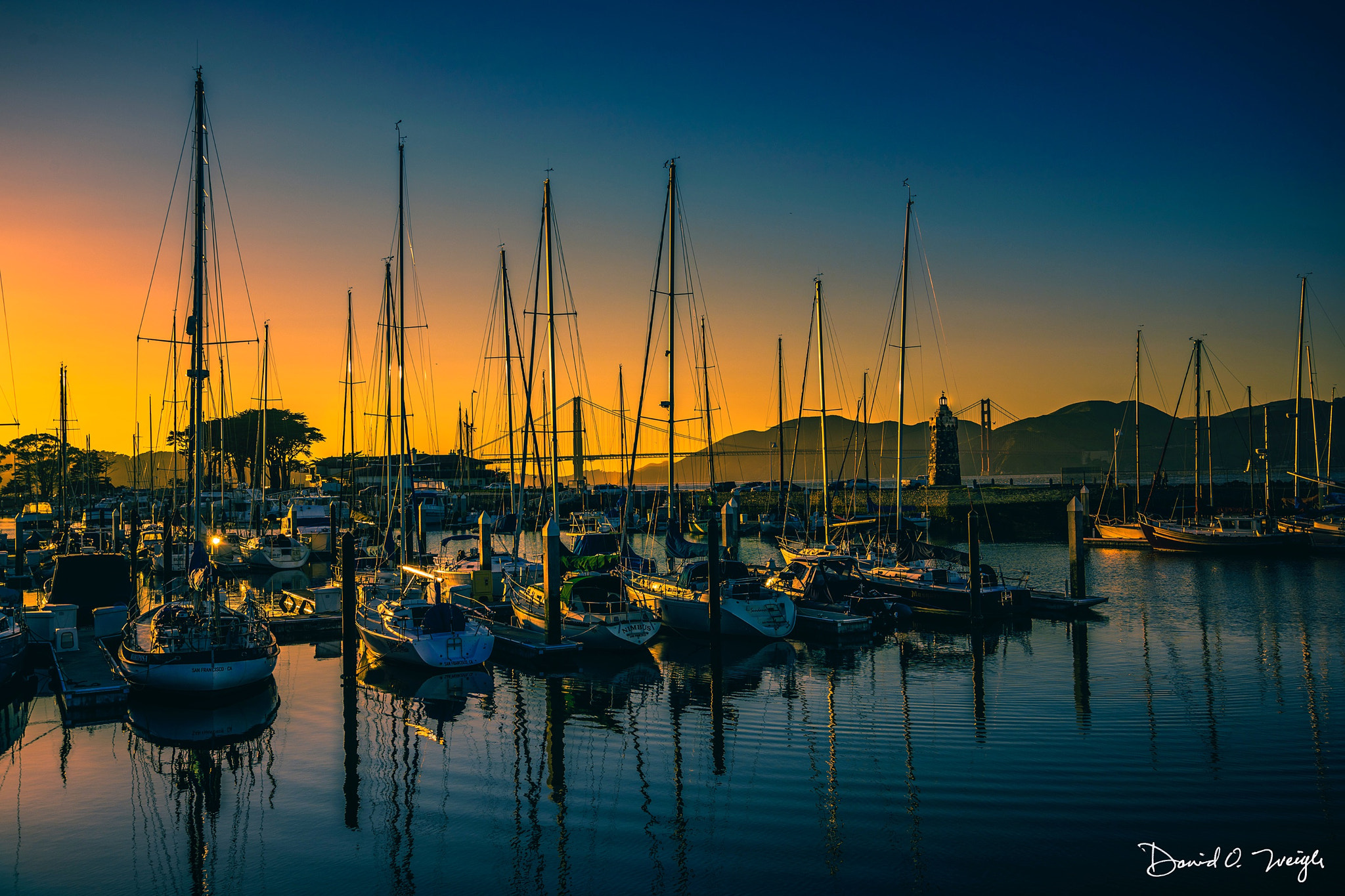 Nikon D810 sample photo. St francis yacht club at dusk, looking west to the golden gate bridge. photography