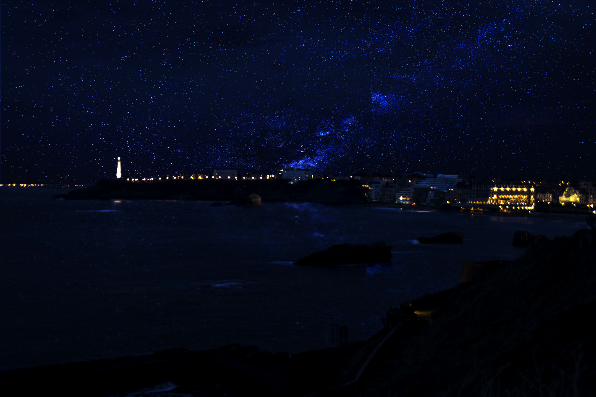 Pentax K-5 sample photo. Biarritz winter niight photography