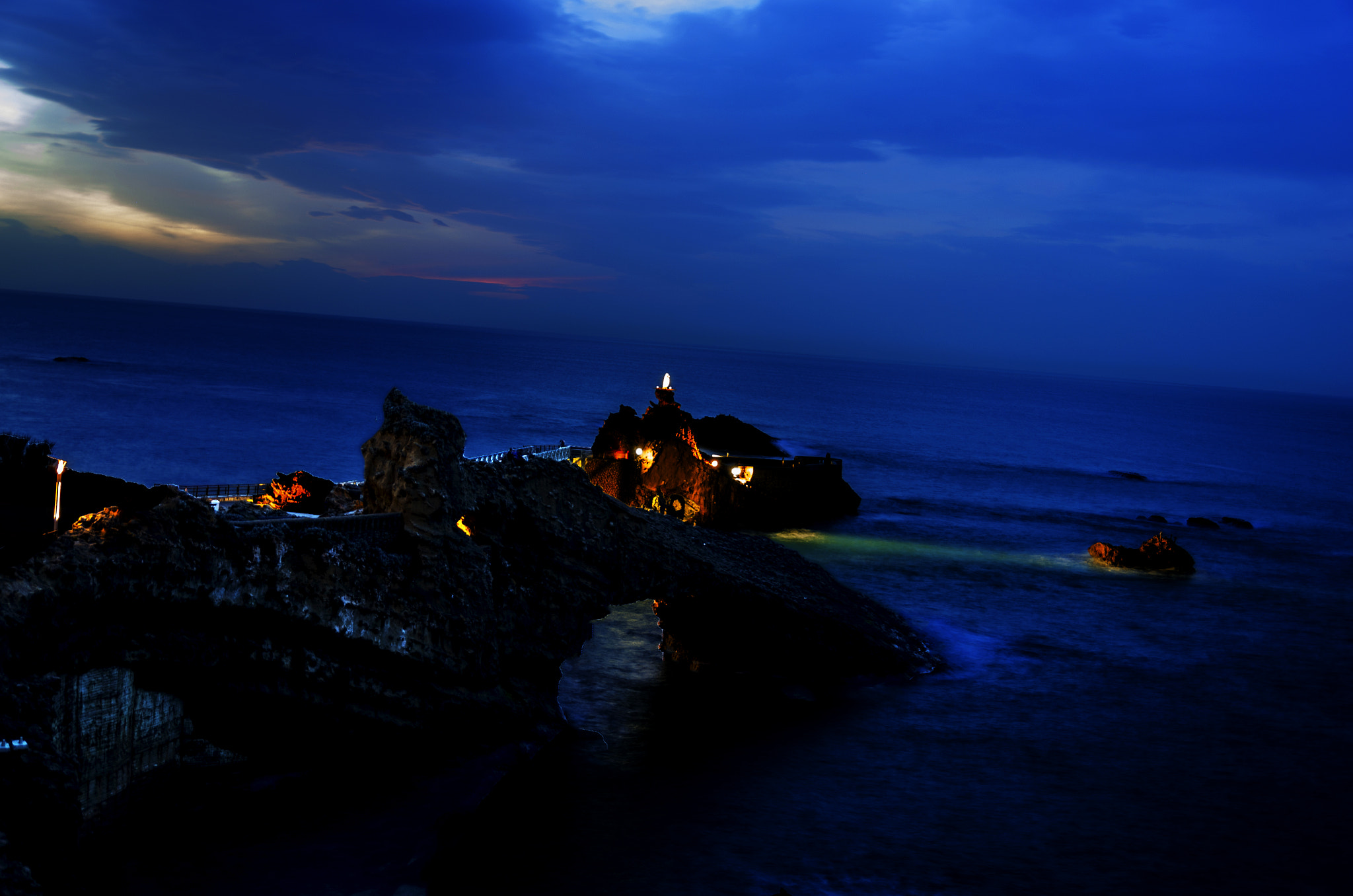 Pentax K-5 sample photo. Biarritz winter niight photography
