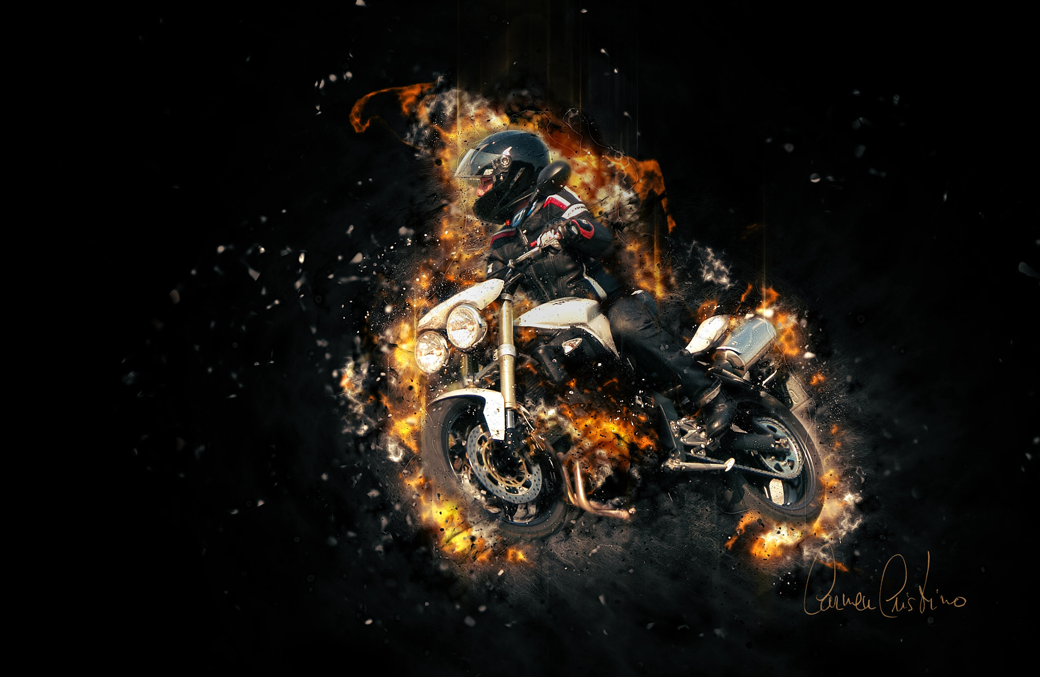 Canon EF 24-105mm F3.5-5.6 IS STM sample photo. Rider on fire photography