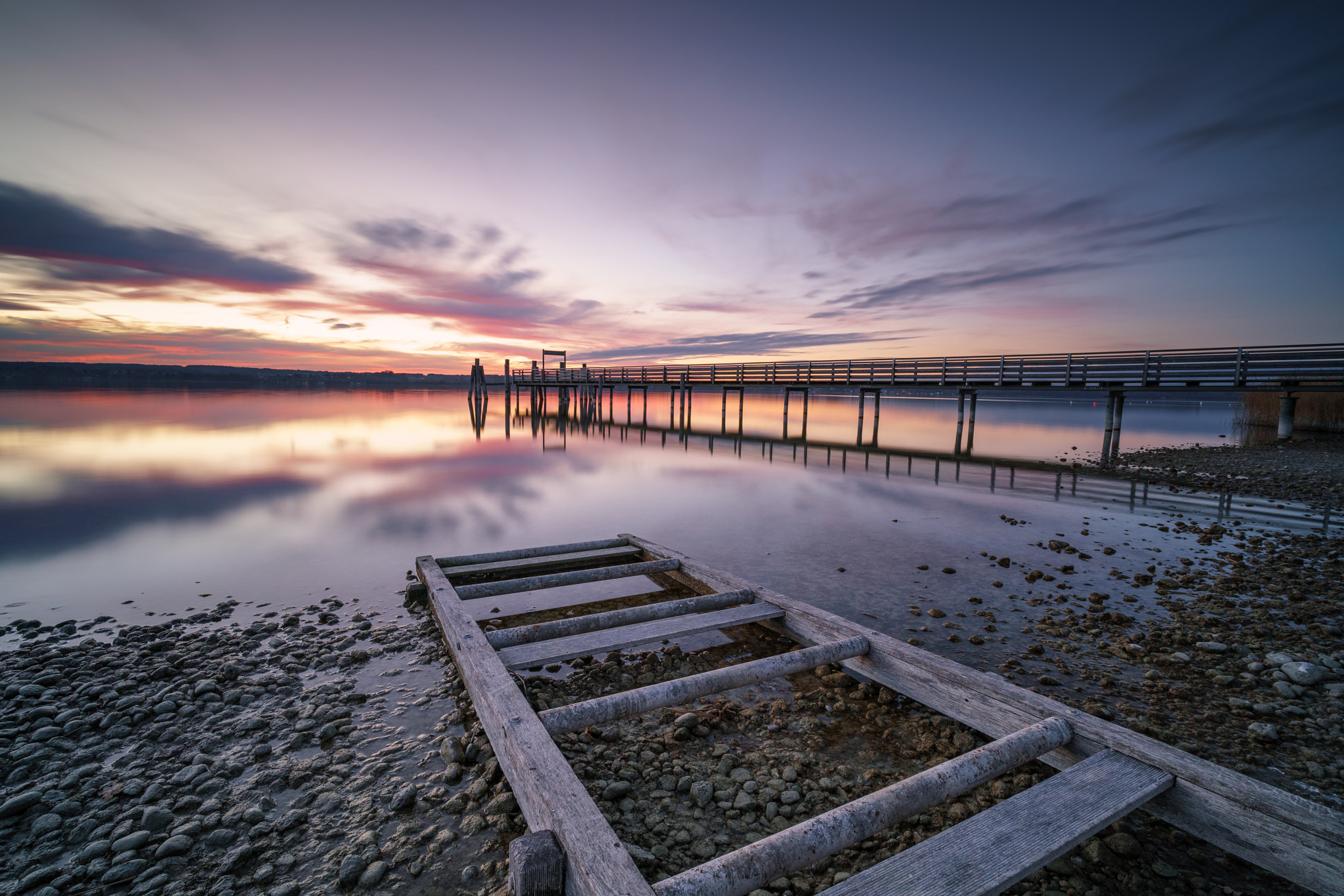 Sony a7R II sample photo. Burning sky lake ammersee photography