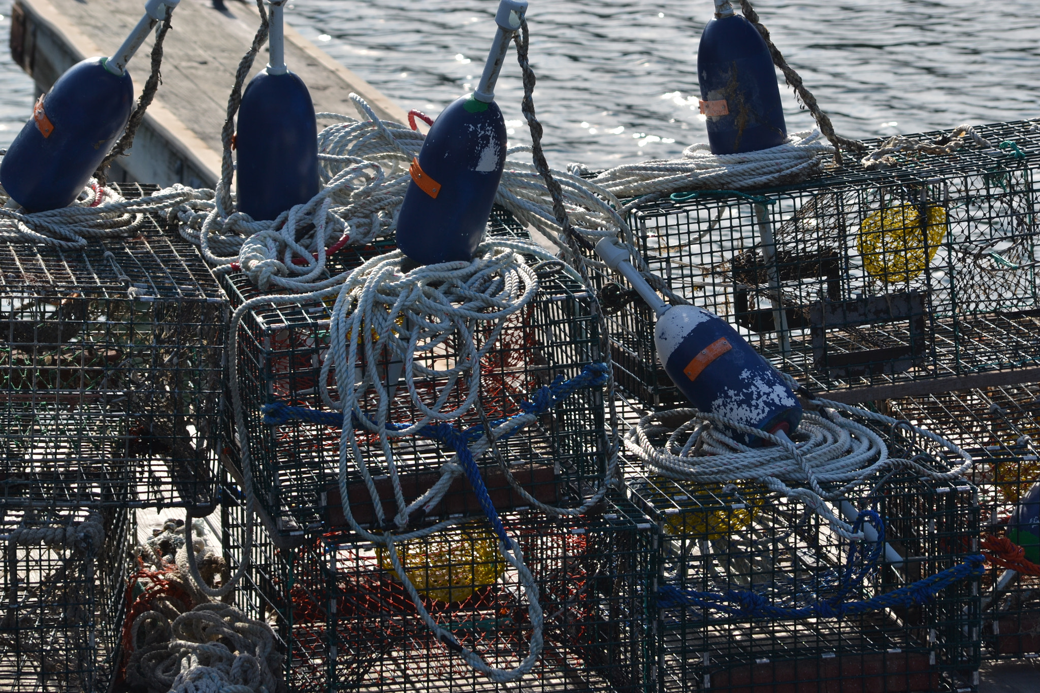 Sigma 70-300mm F4-5.6 APO DG Macro sample photo. Lobster traps on white wharf rockport ma photography