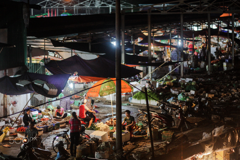Canon EOS 450D (EOS Rebel XSi / EOS Kiss X2) + Canon EF 50mm F1.8 II sample photo. Local market in hanoi at 1a.m photography