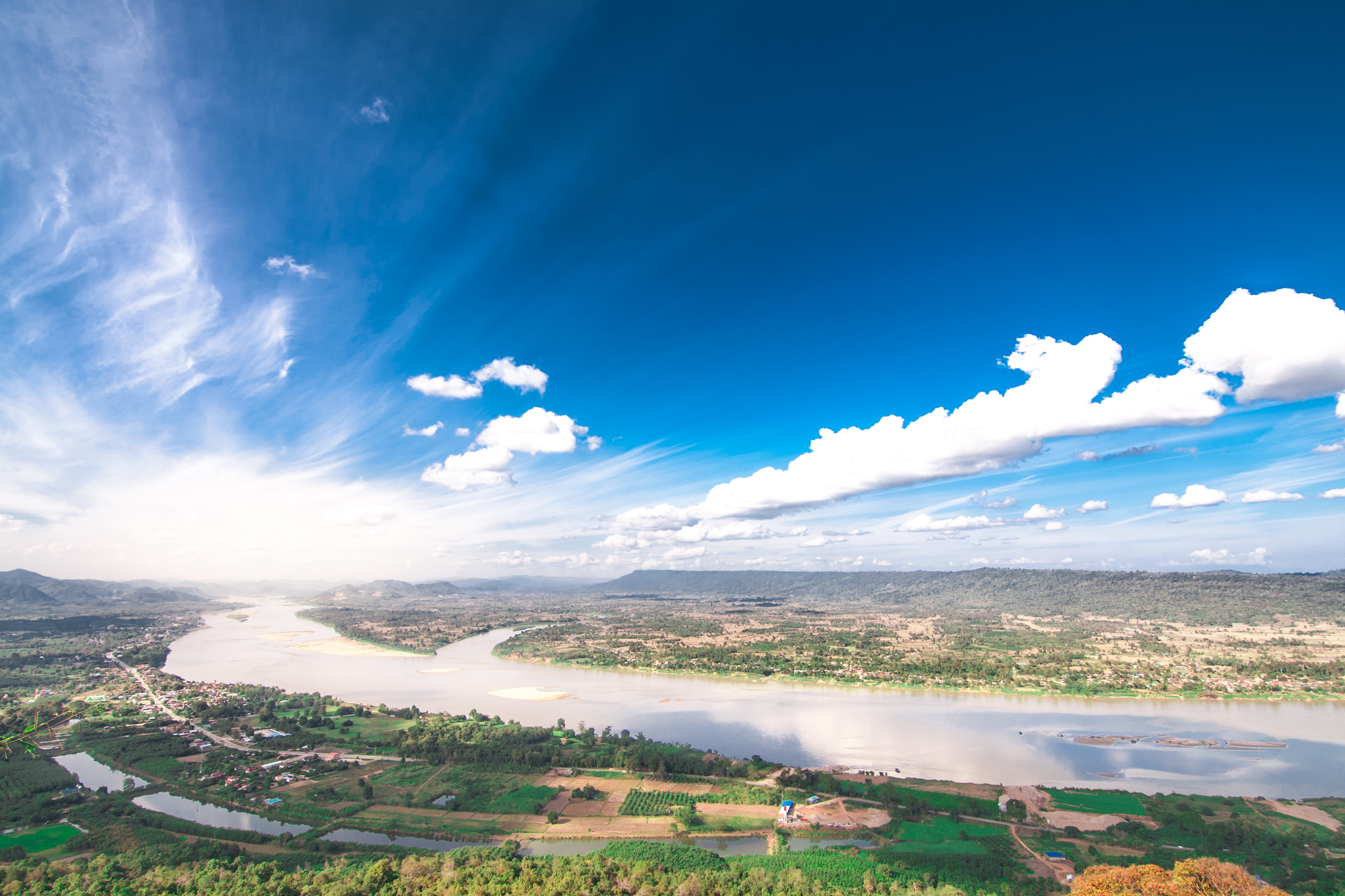 Nikon D300 sample photo. Summer landscape of river and blue sky.thailand photography