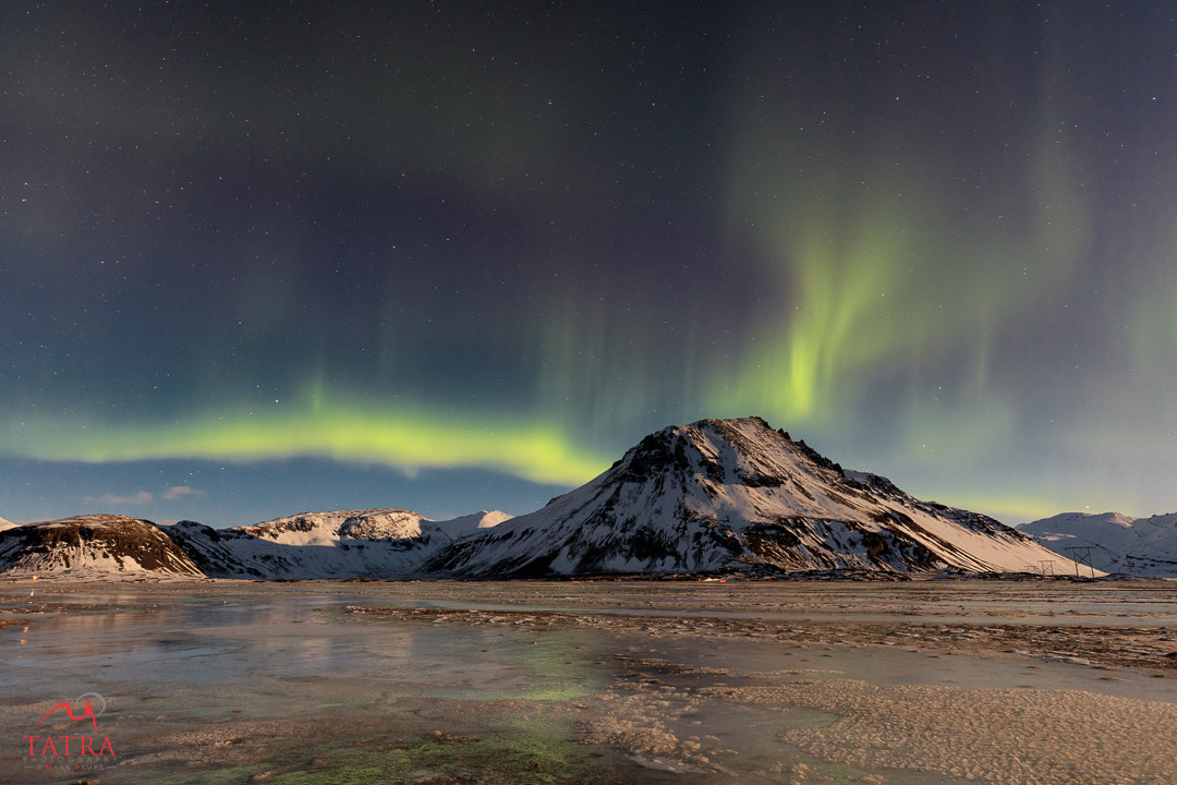 Canon EOS 5DS sample photo. Northern lights glacier lagoon photography