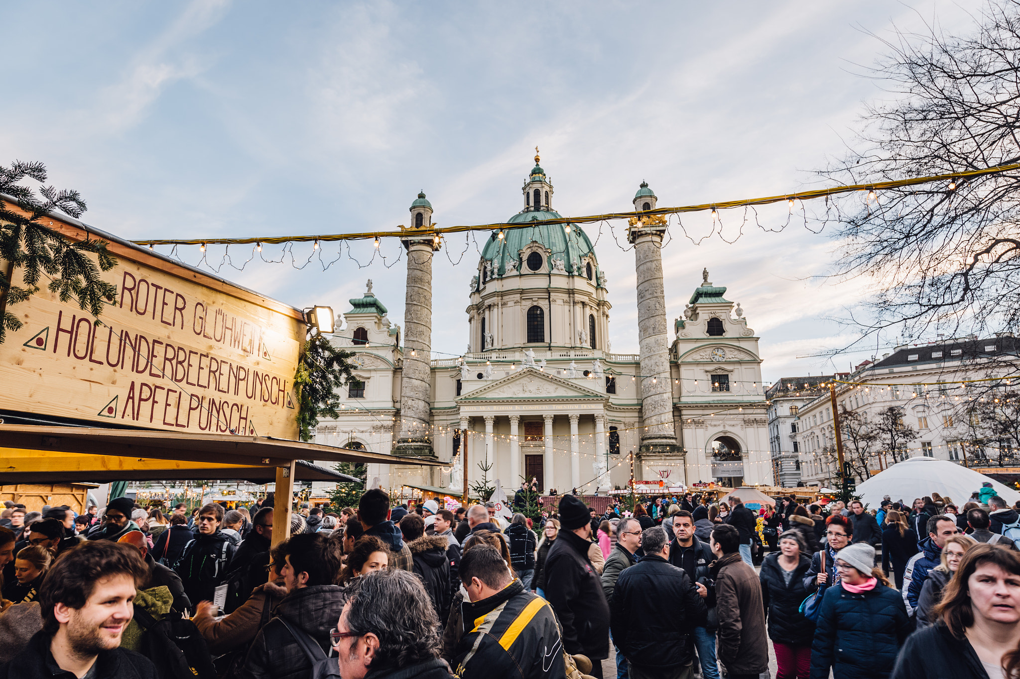 Canon EOS 6D + Canon EF 11-24mm F4L USM sample photo. Karlsplatz vienna at christmas photography