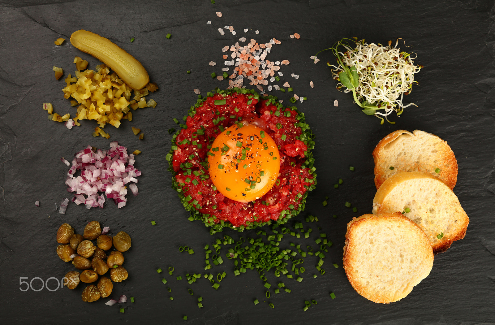 Canon EOS 5DS sample photo. Tartare steak of raw minced beef with egg yolk photography