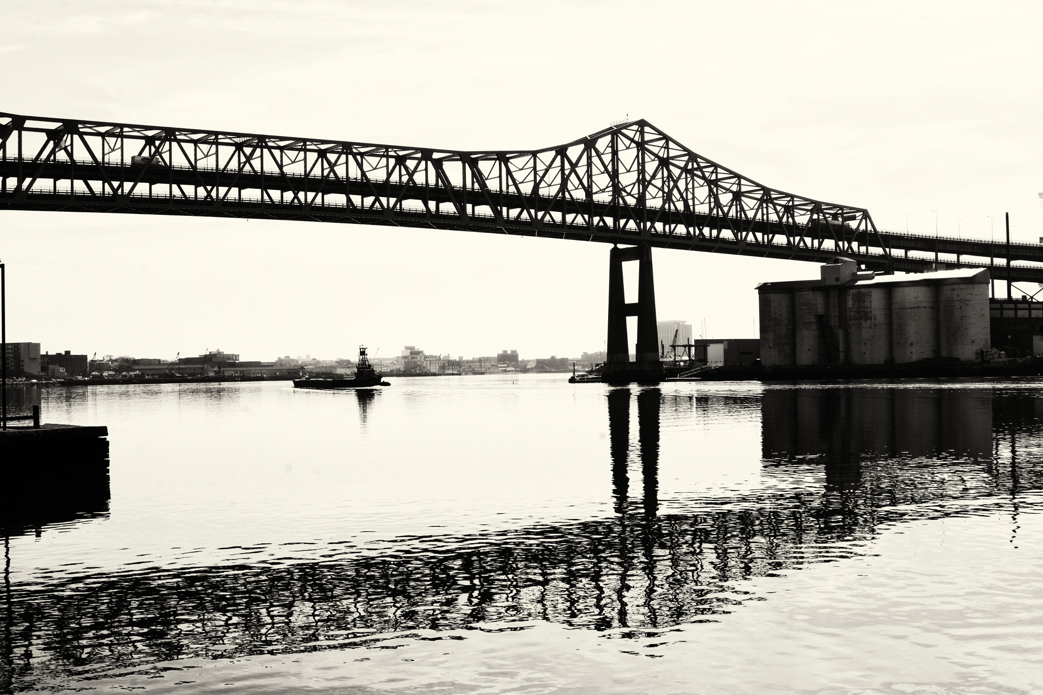 Nikon D7200 sample photo. Tug and barge entering boston harbor photography