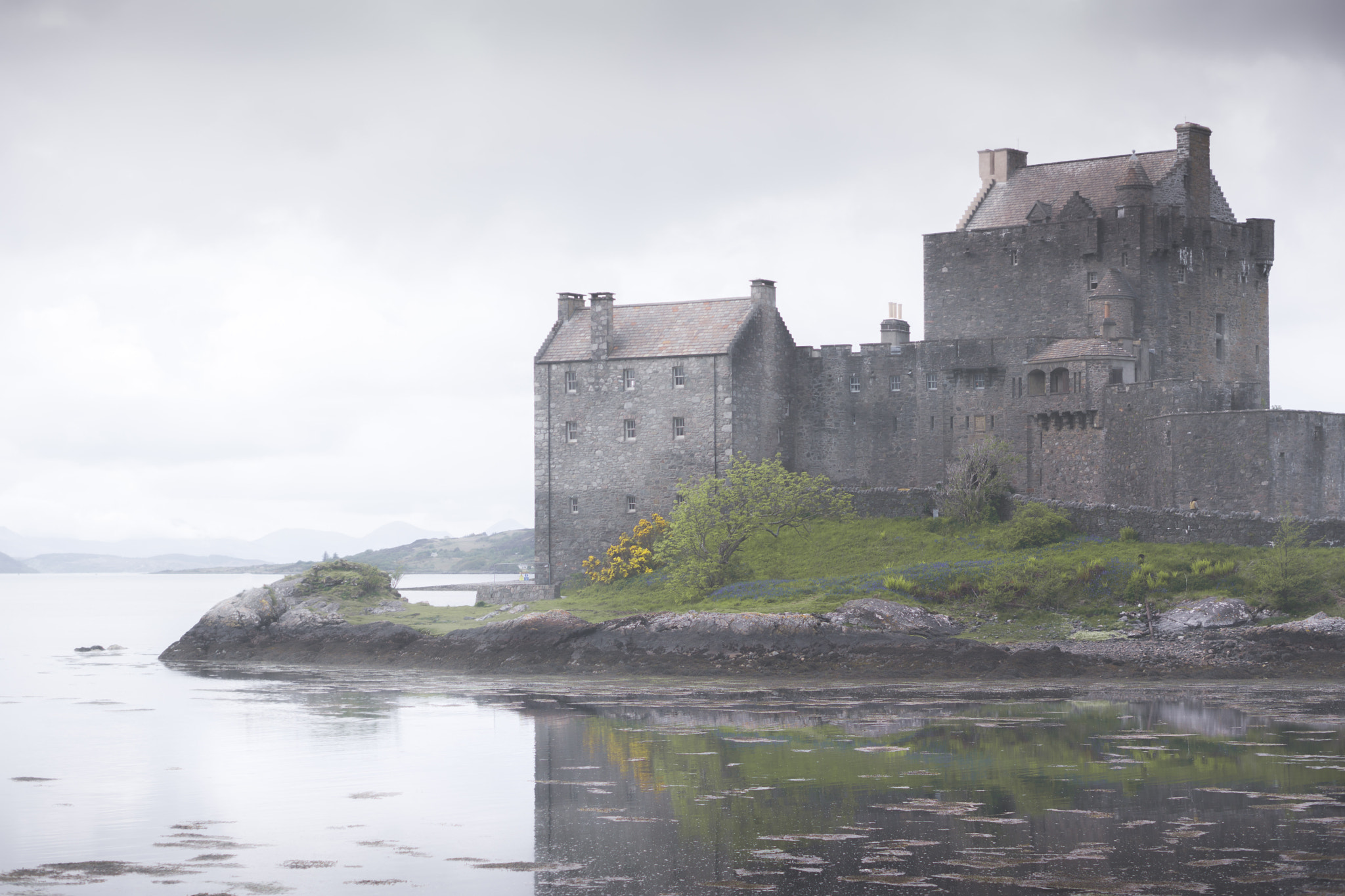 Sony Alpha NEX-7 + E 50mm F1.8 OSS sample photo. Eileen donan scottish castle in fog photography