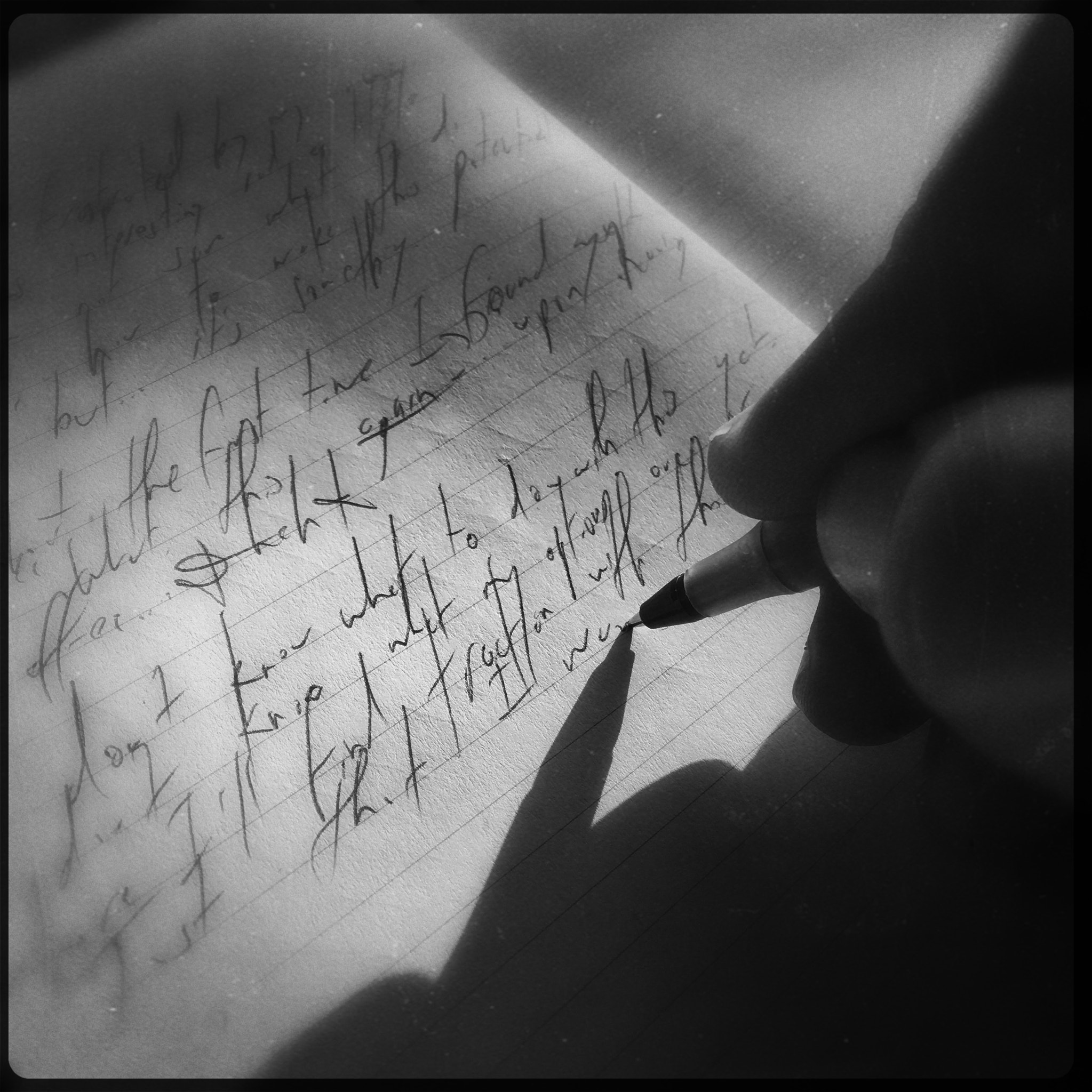Hipstamatic 332 sample photo. Writing caught in a sunbeam. photography