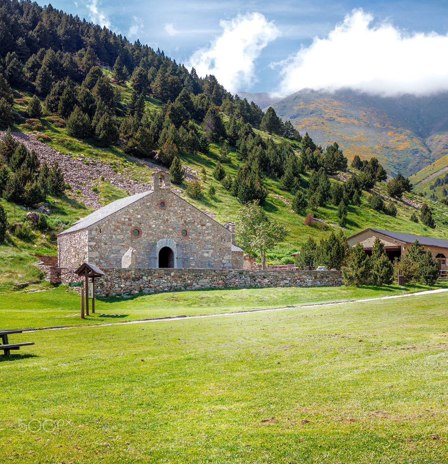 Canon EOS 60D + Canon EF 35mm F2 sample photo. Little church in nuria valley photography