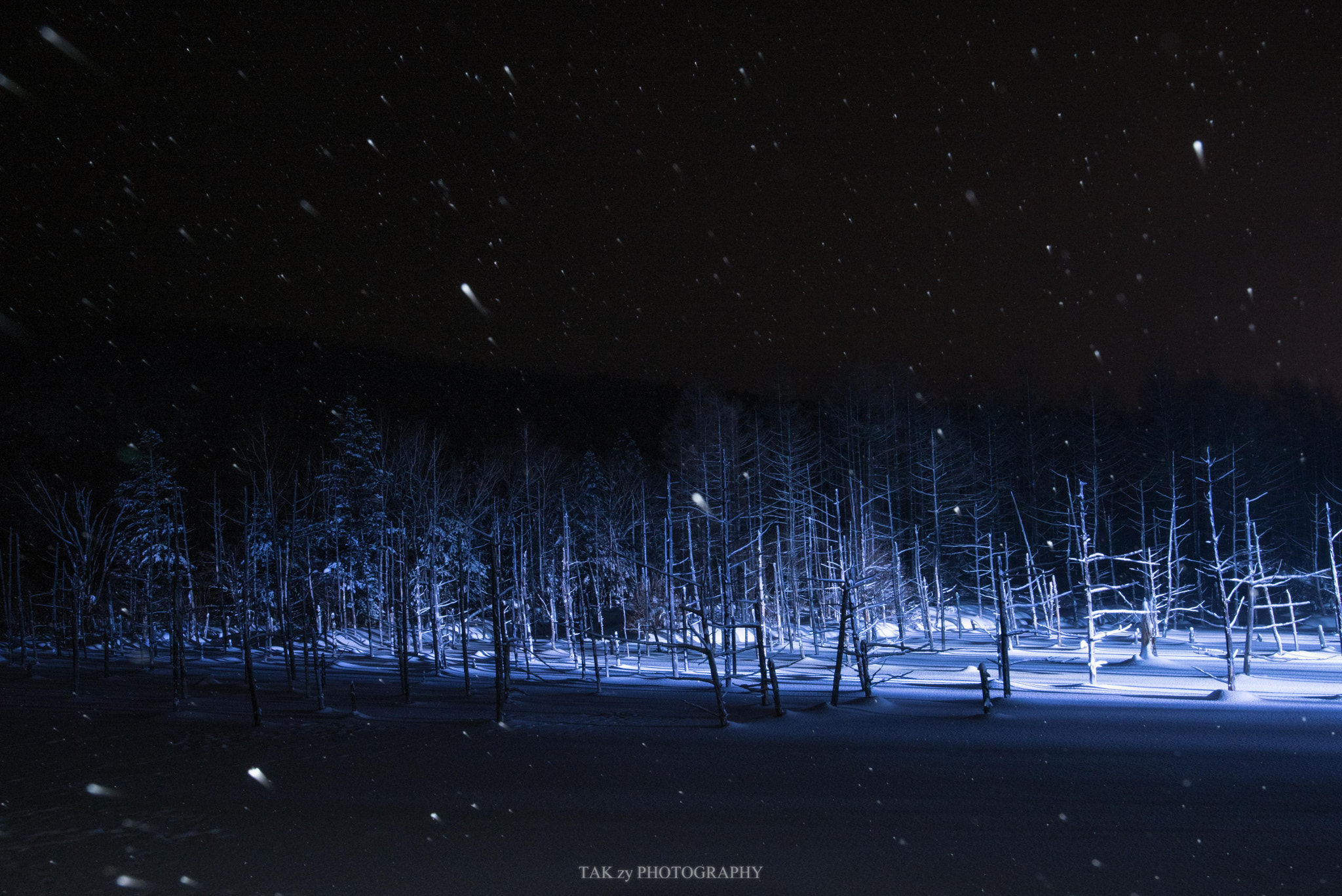 Nikon AF-S Nikkor 18-35mm F3.5-4.5G ED sample photo. Blue pond night photography