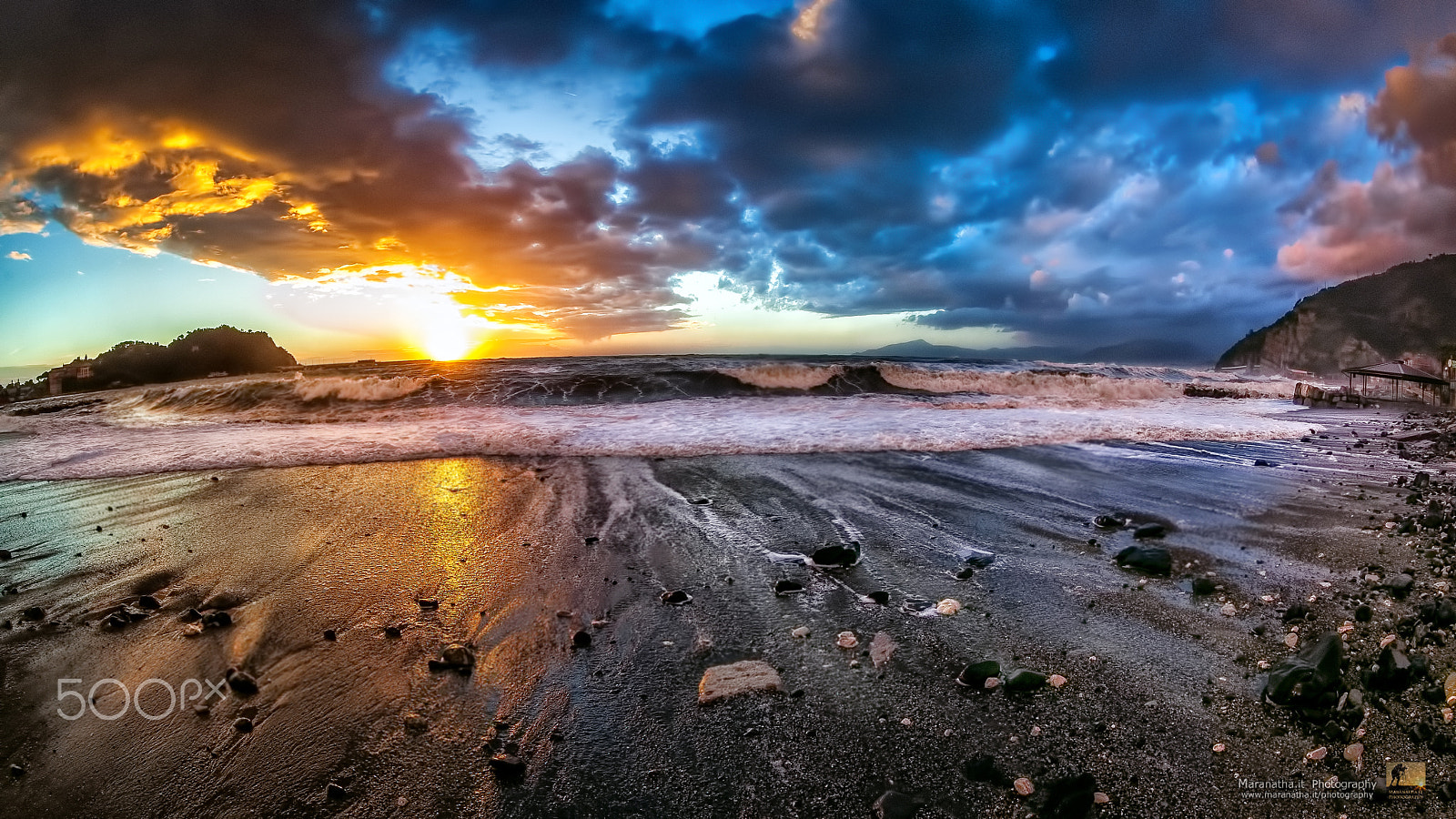 Canon EOS 5D Mark II + Canon EF 8-15mm F4L Fisheye USM sample photo. Sunset over gulf of tigullio photography