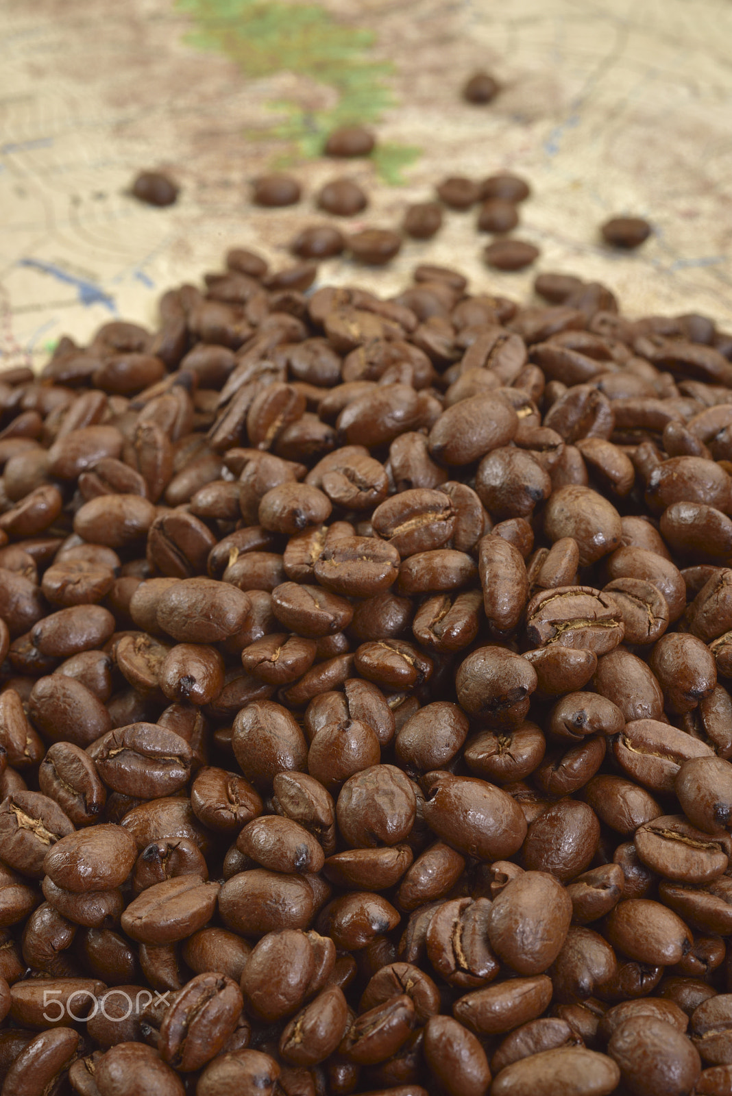 Nikon D810 sample photo. A map with roasted coffee beans photography