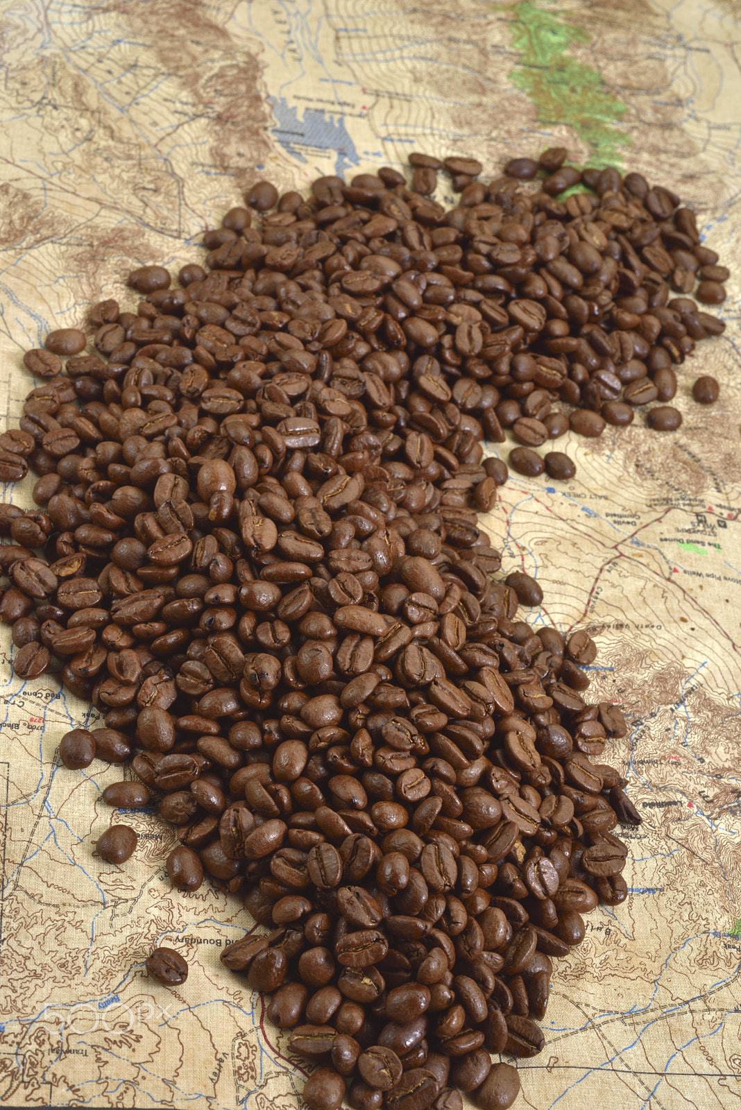 Nikon D810 sample photo. A map with roasted coffee beans photography