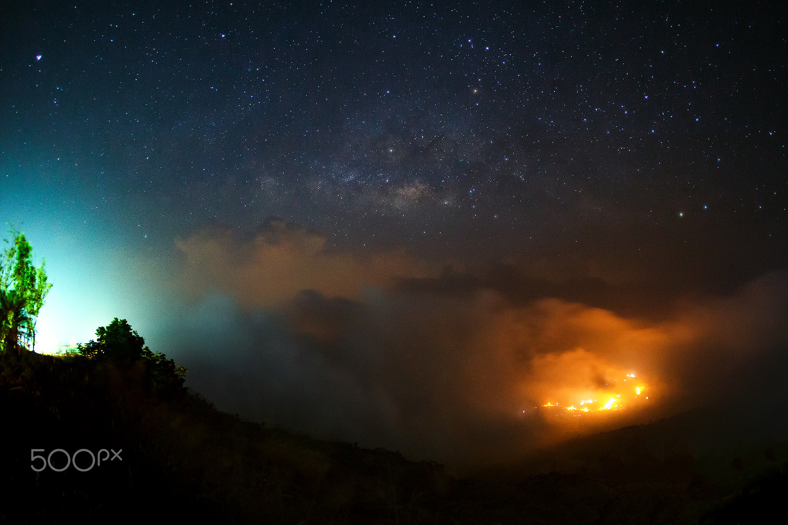 Canon EOS 5D Mark II sample photo. Milky way galaxy over foggy mountains at phutabberk photography