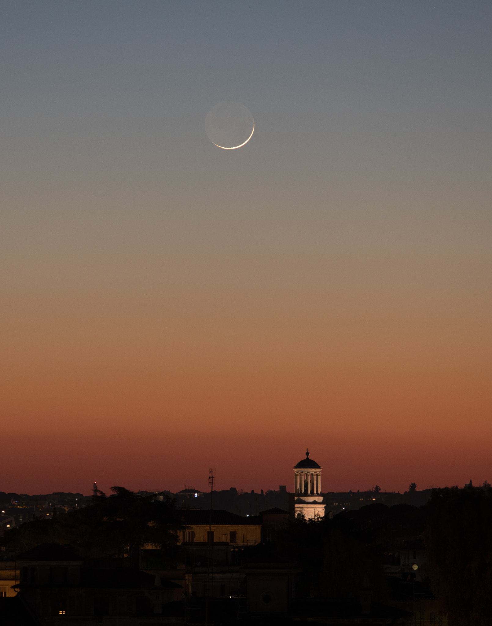 Canon EF 70-200mm F4L USM sample photo. Urban moonset photography