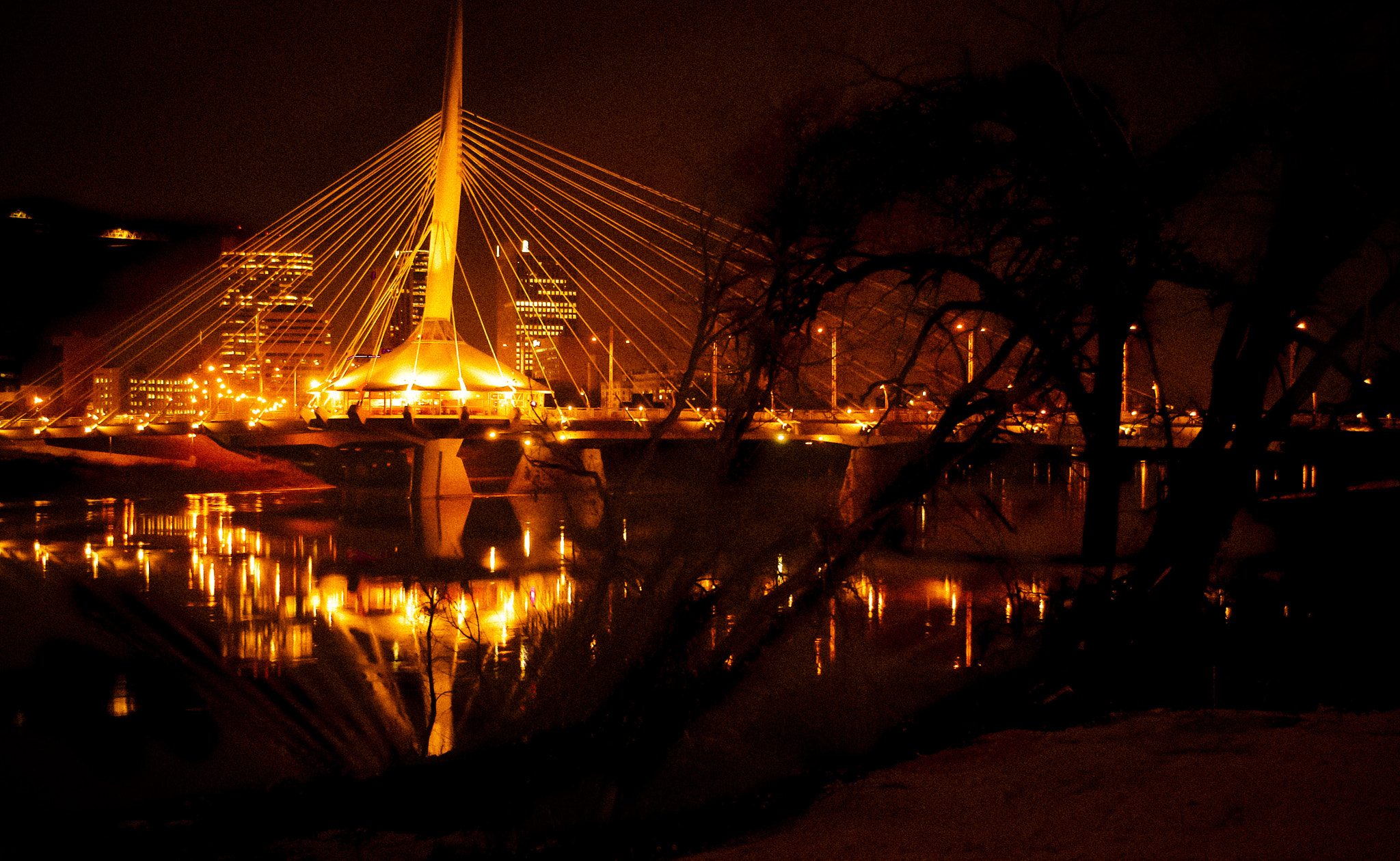 Pentax K200D sample photo. Provencher bridge at night photography