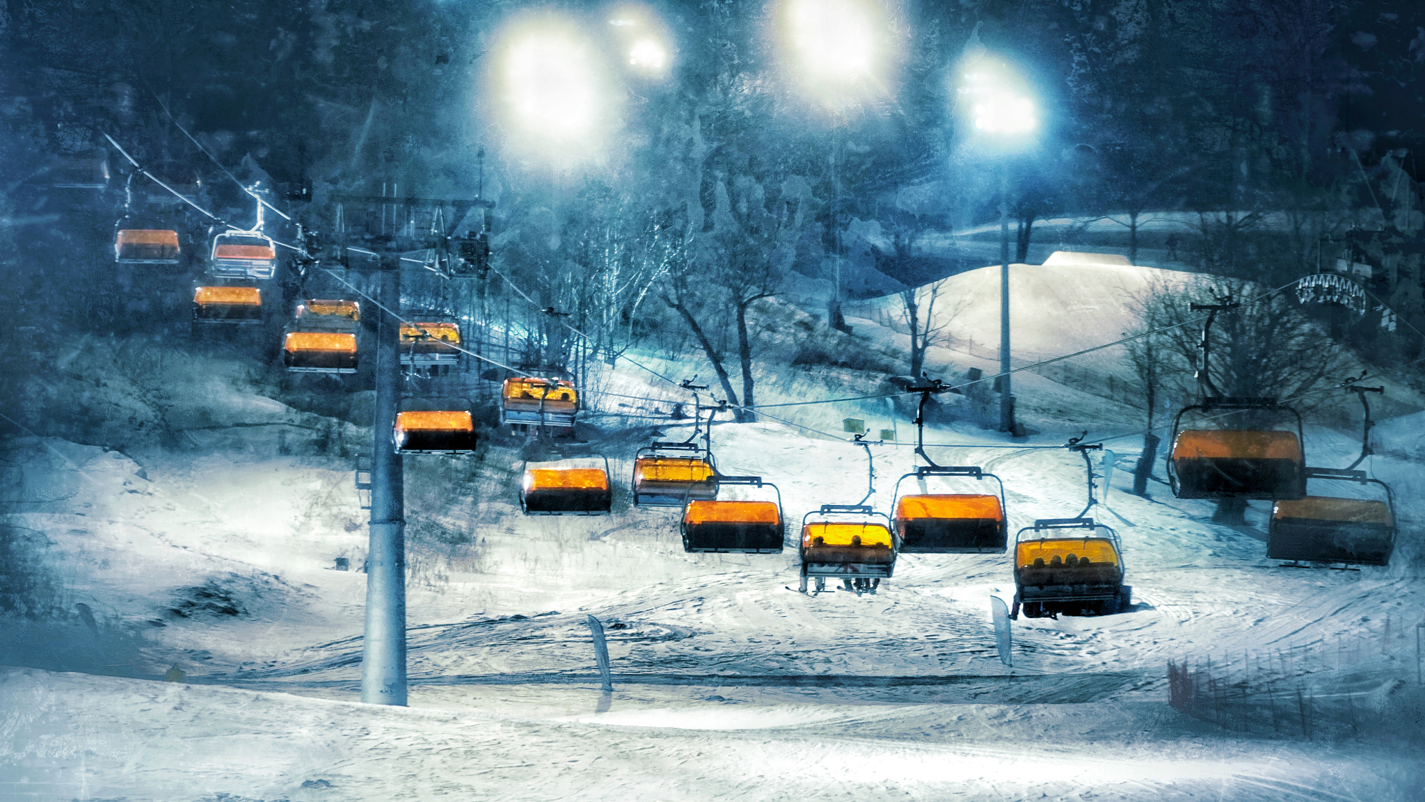 Sony FE 70-200mm F4 G OSS sample photo. Night ski photography