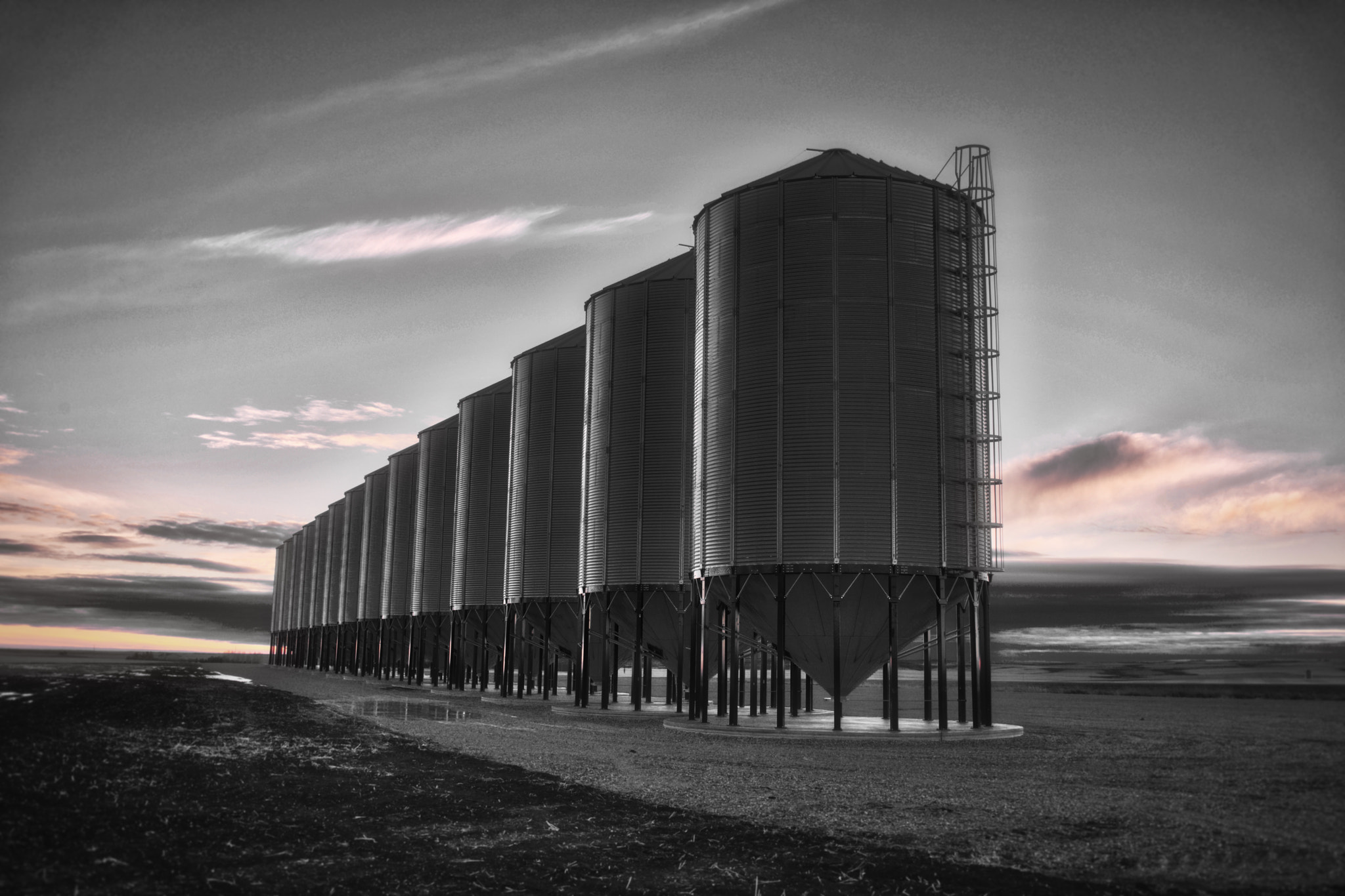 Sony 35mm F2.0 sample photo. Silos at sunrise photography