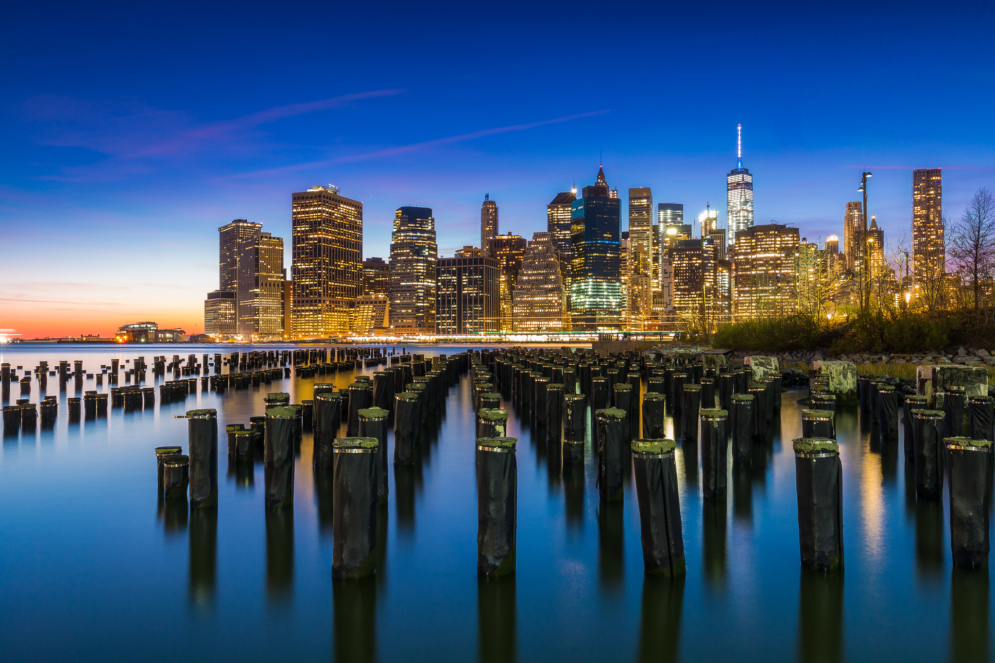 Canon EF 16-35mm F4L IS USM sample photo. Lower manhattan, new york city at blue hour photography