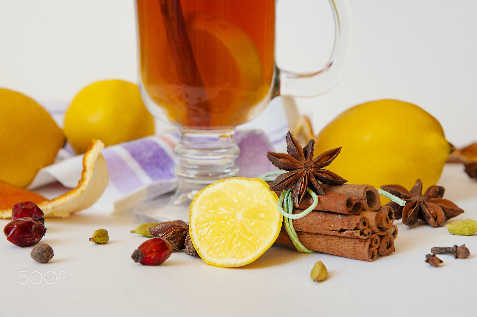 Nikon D700 sample photo. Collection of spices and lemons for mulled wine and pastry on the white table photography