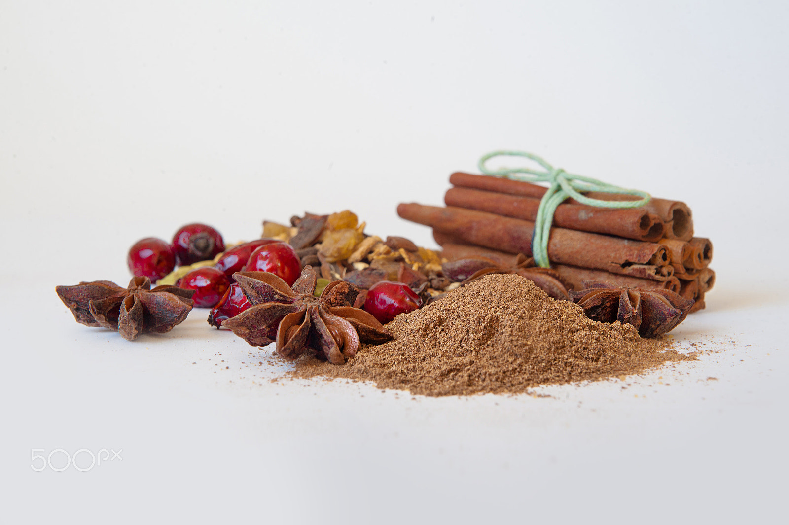 Nikon D700 sample photo. Collection of spices for mulled wine and flavored tea on the white table photography