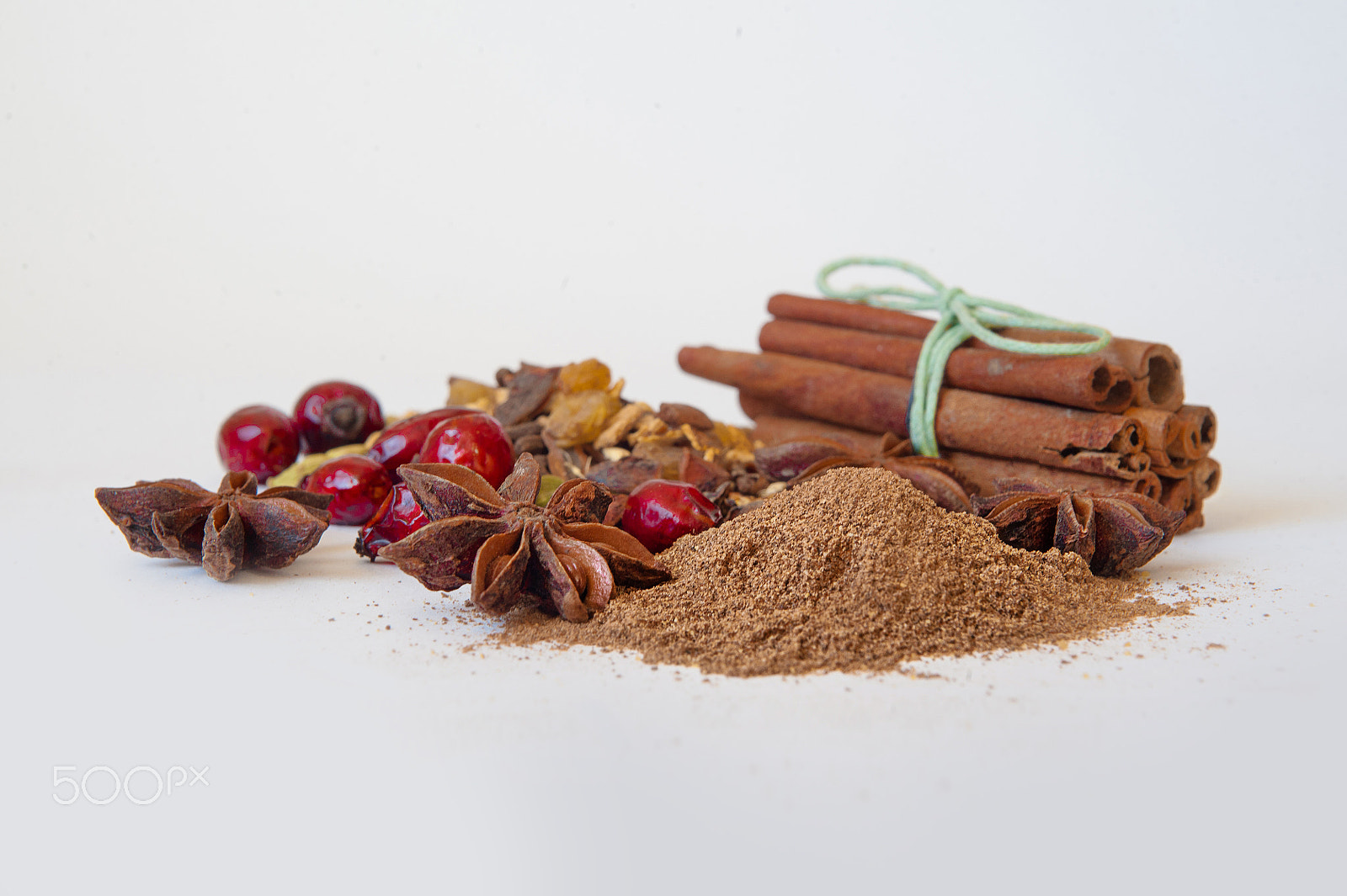 Nikon D700 + Sigma 24-70mm F2.8 EX DG Macro sample photo. Collection of spices for mulled wine and flavored tea on the white table photography