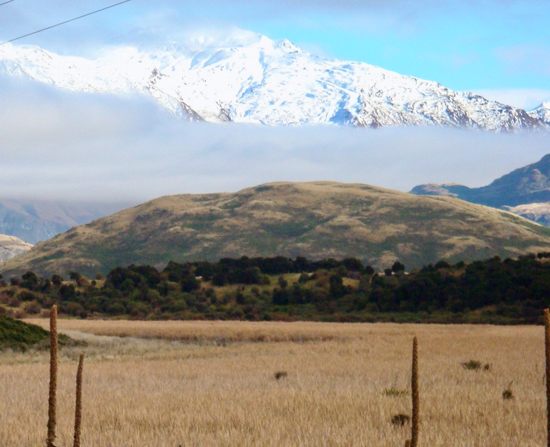 Sony Cyber-shot DSC-W150 sample photo. Grass, rock, cloud and snow covered mountain - south island, new zealand photography