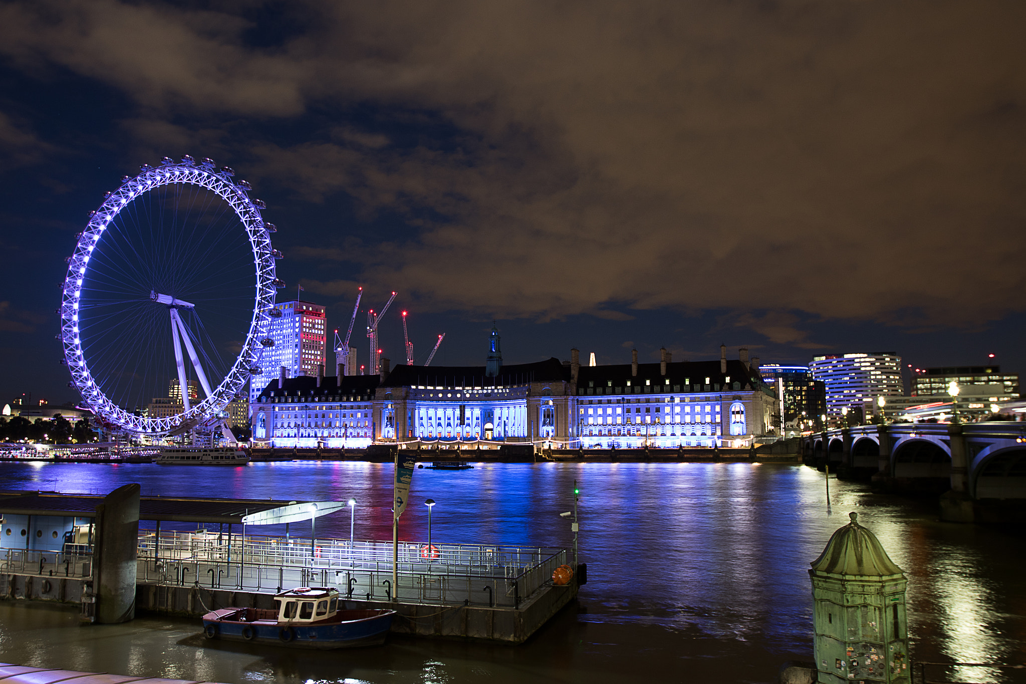 Canon EF 16-35mm F2.8L II USM sample photo. London eye at night photography
