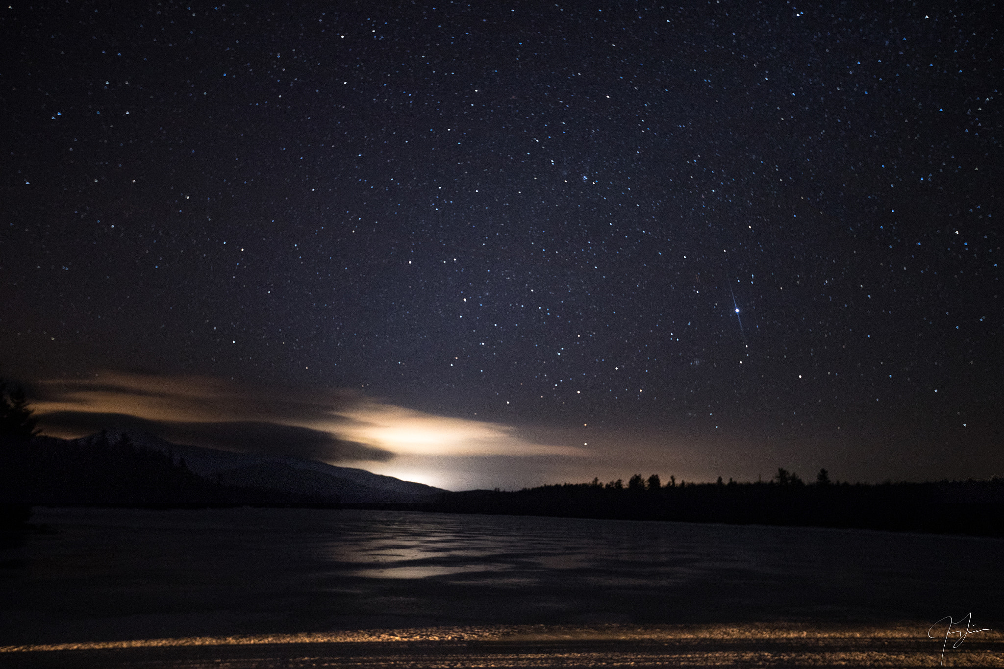 Canon EF 16-35mm F2.8L II USM sample photo. Light painting the stars on a pond near lake placid new york state photography